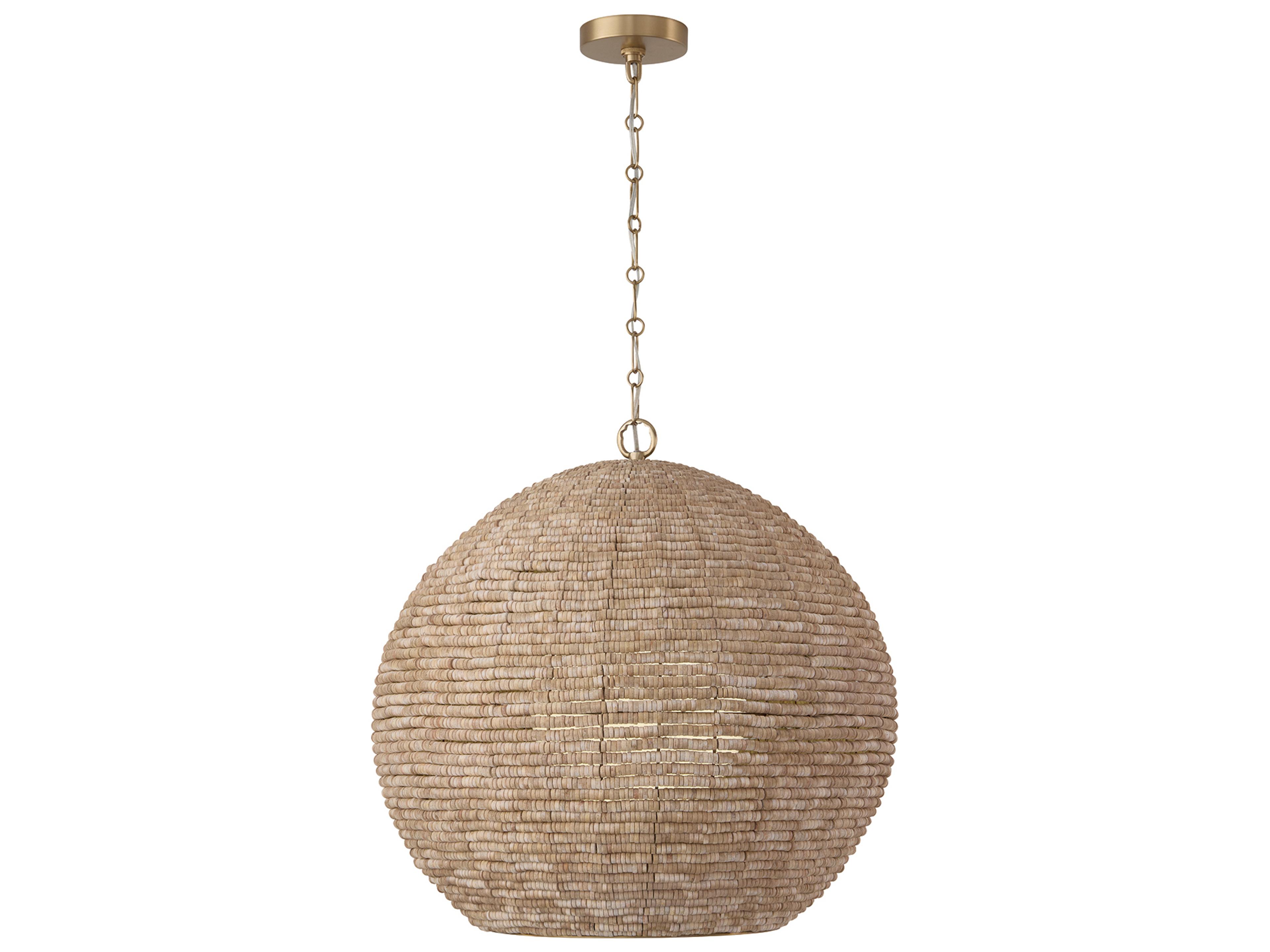 Morada 1-light Light Fawn And Matte Brass Round Pendant