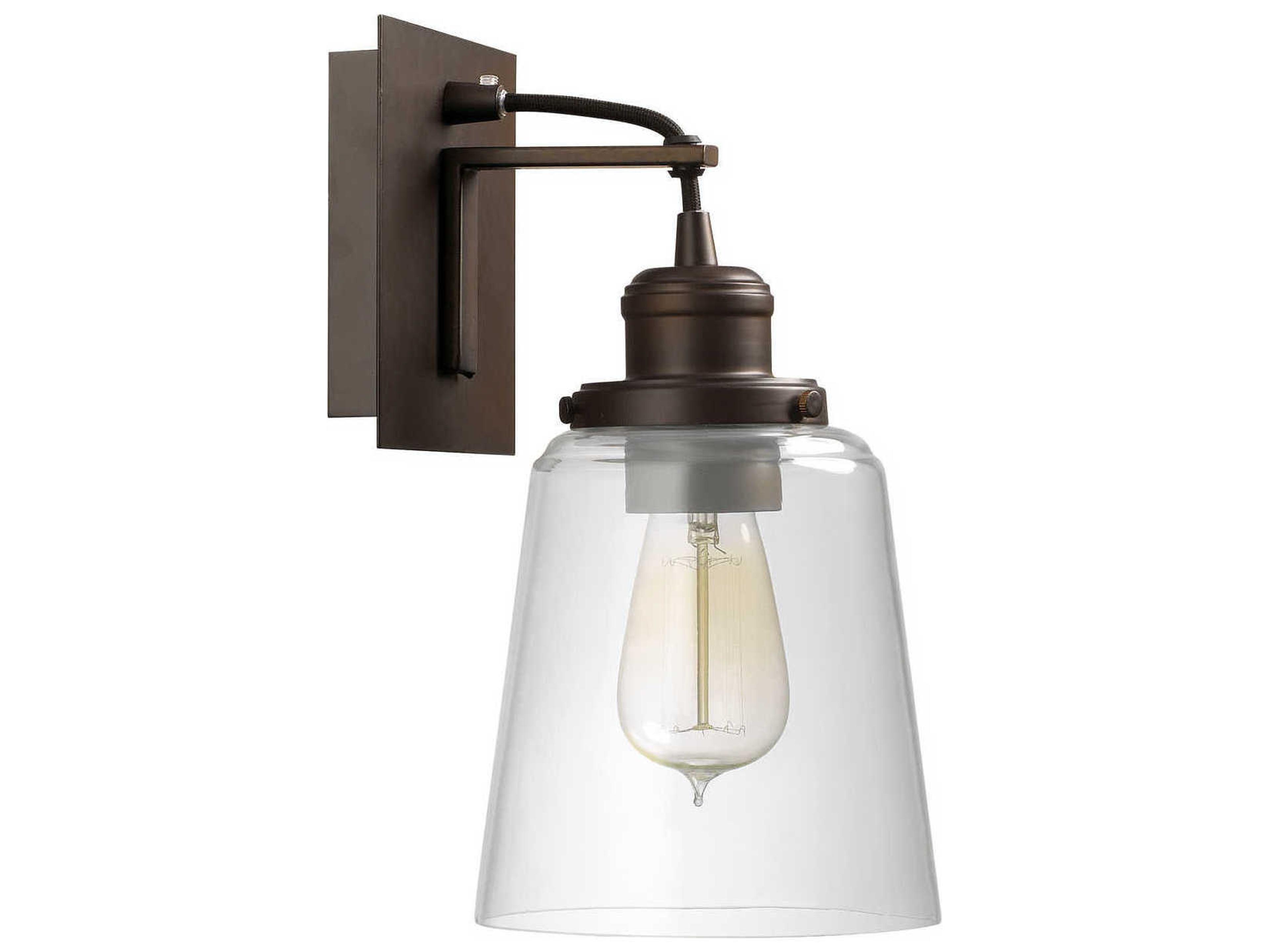 1-Light Burnished Bronze Glass Wall Sconce