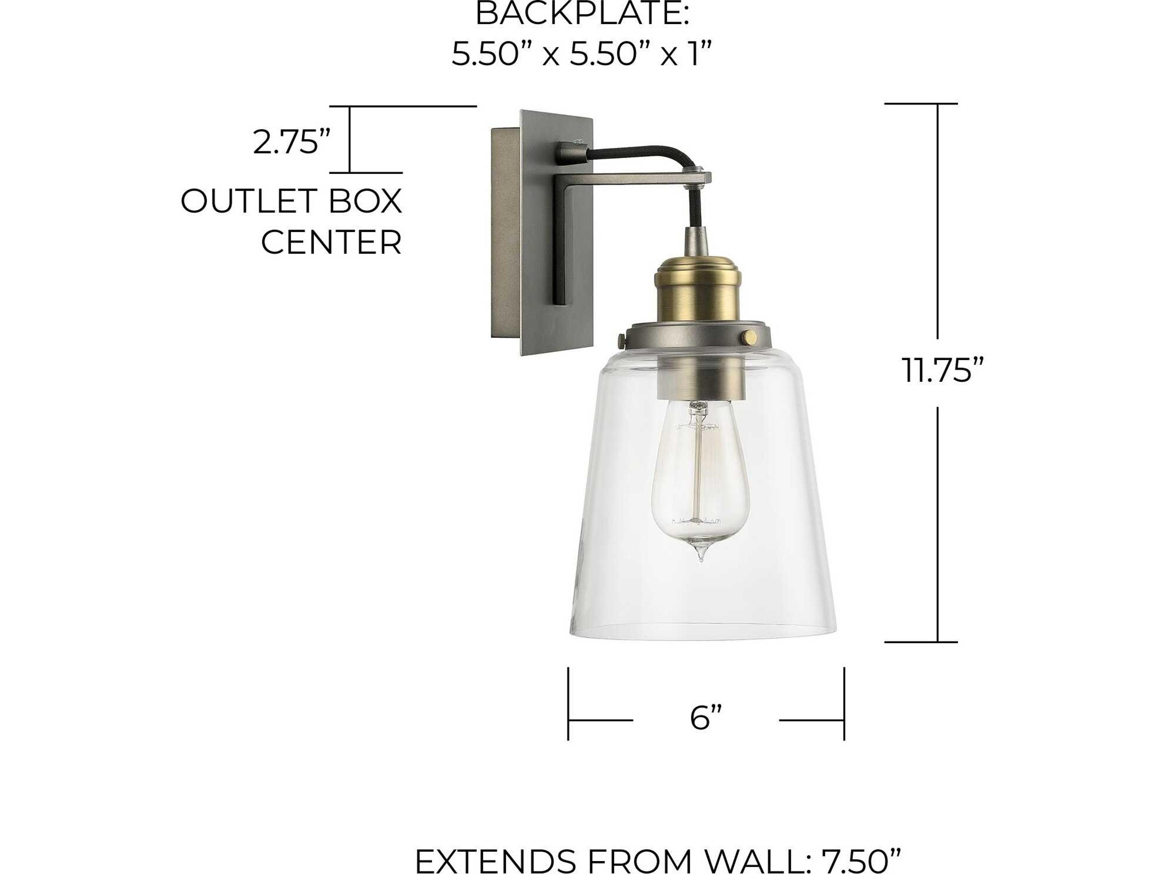 Capital Lighting 1-Light Graphite And Aged Brass Glass Wall Sconce