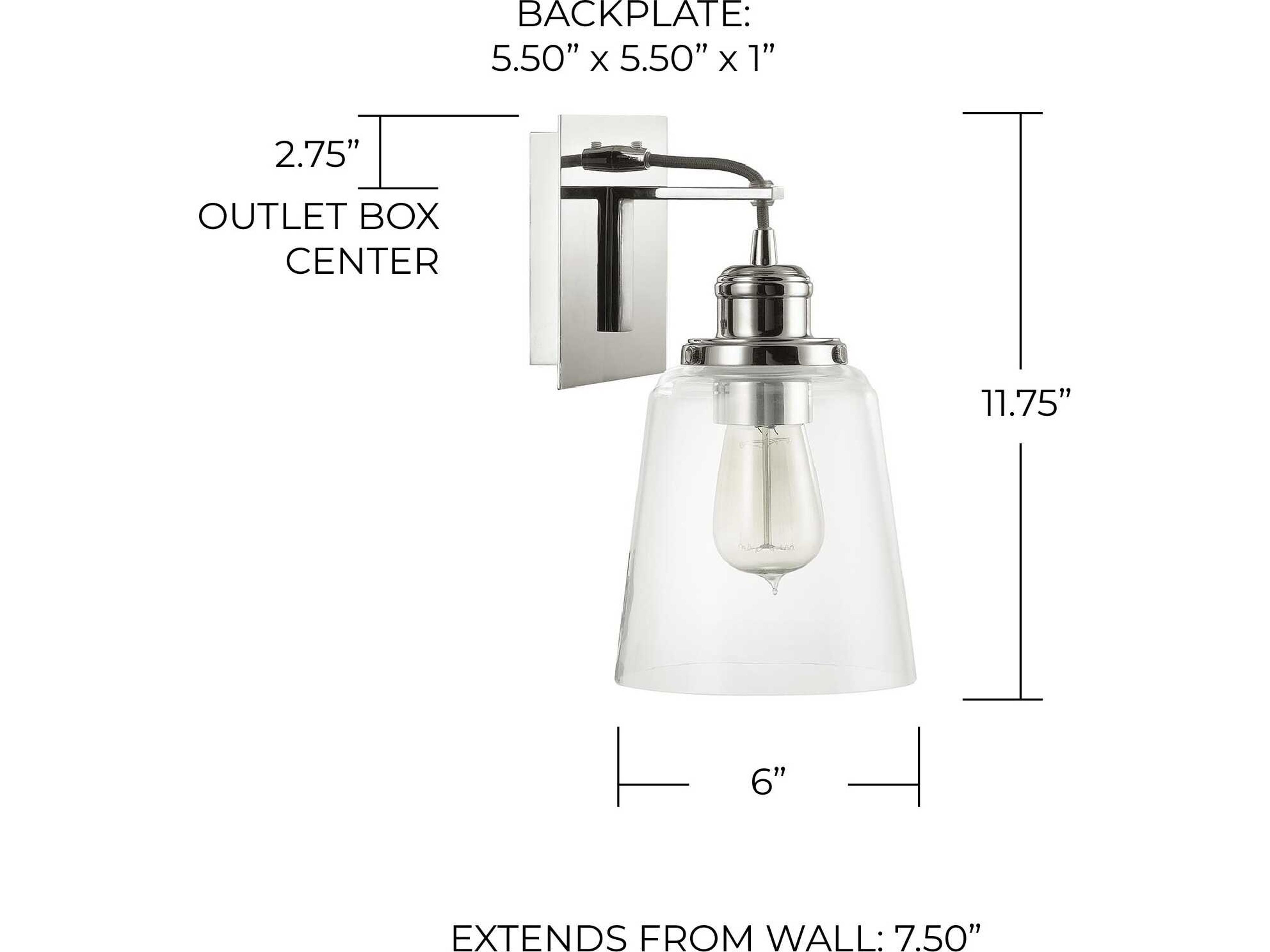 Capital Lighting 1-Light Polished Nickel Glass Wall Sconce