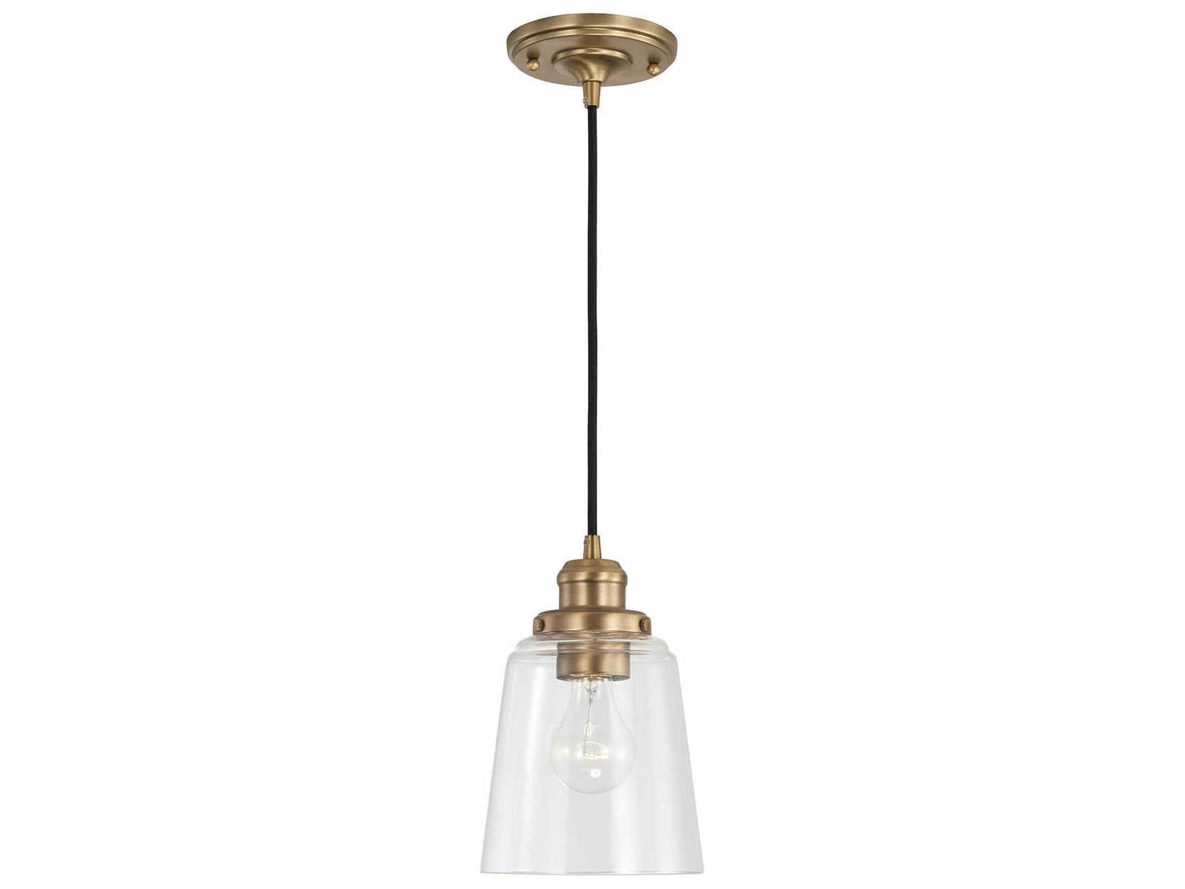 Fallon 1-Light Aged Brass Glass Bell Mini Pendant