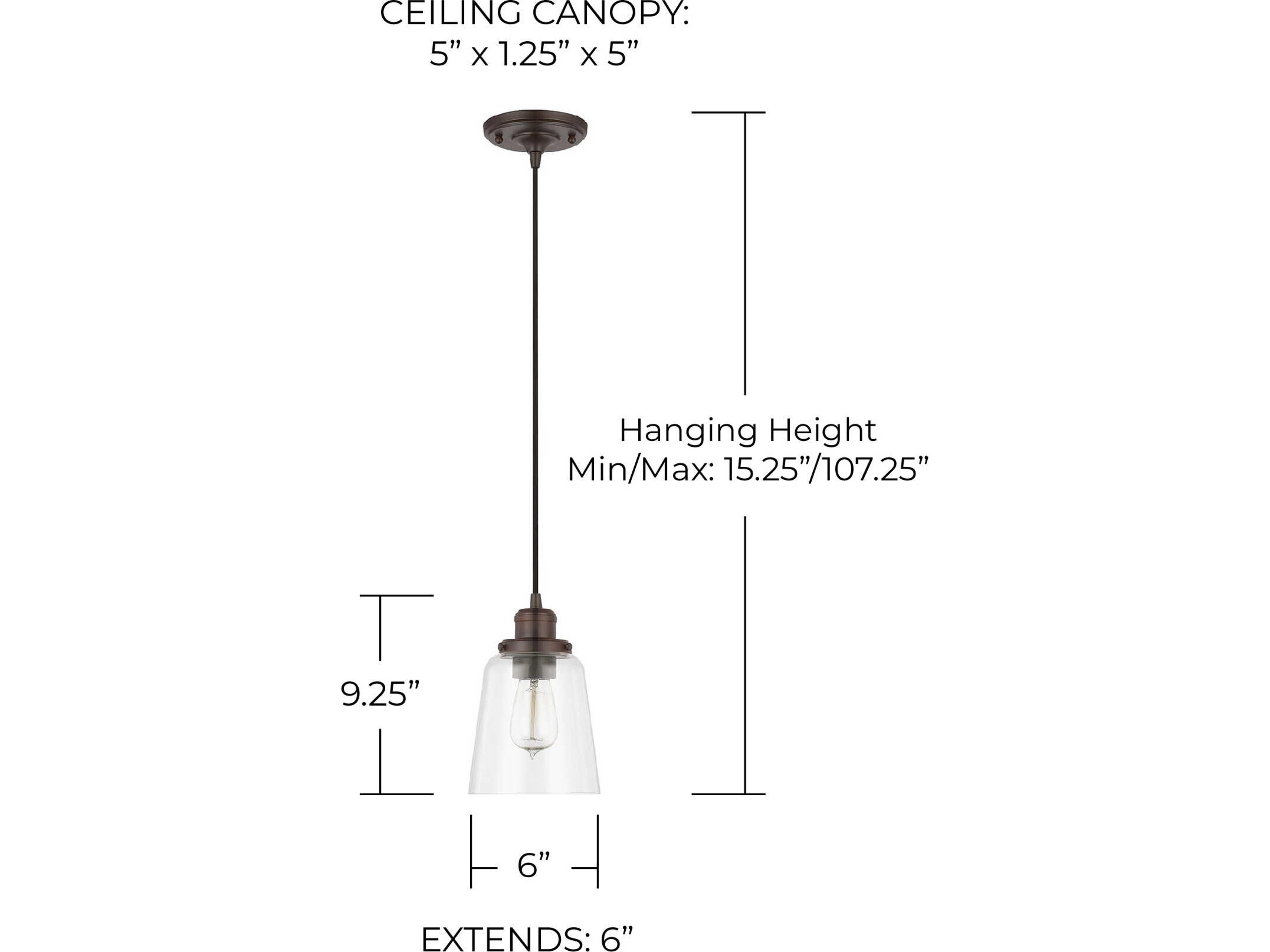 Capital Lighting 1-Light Burnished Bronze Glass Bell Mini Pendant