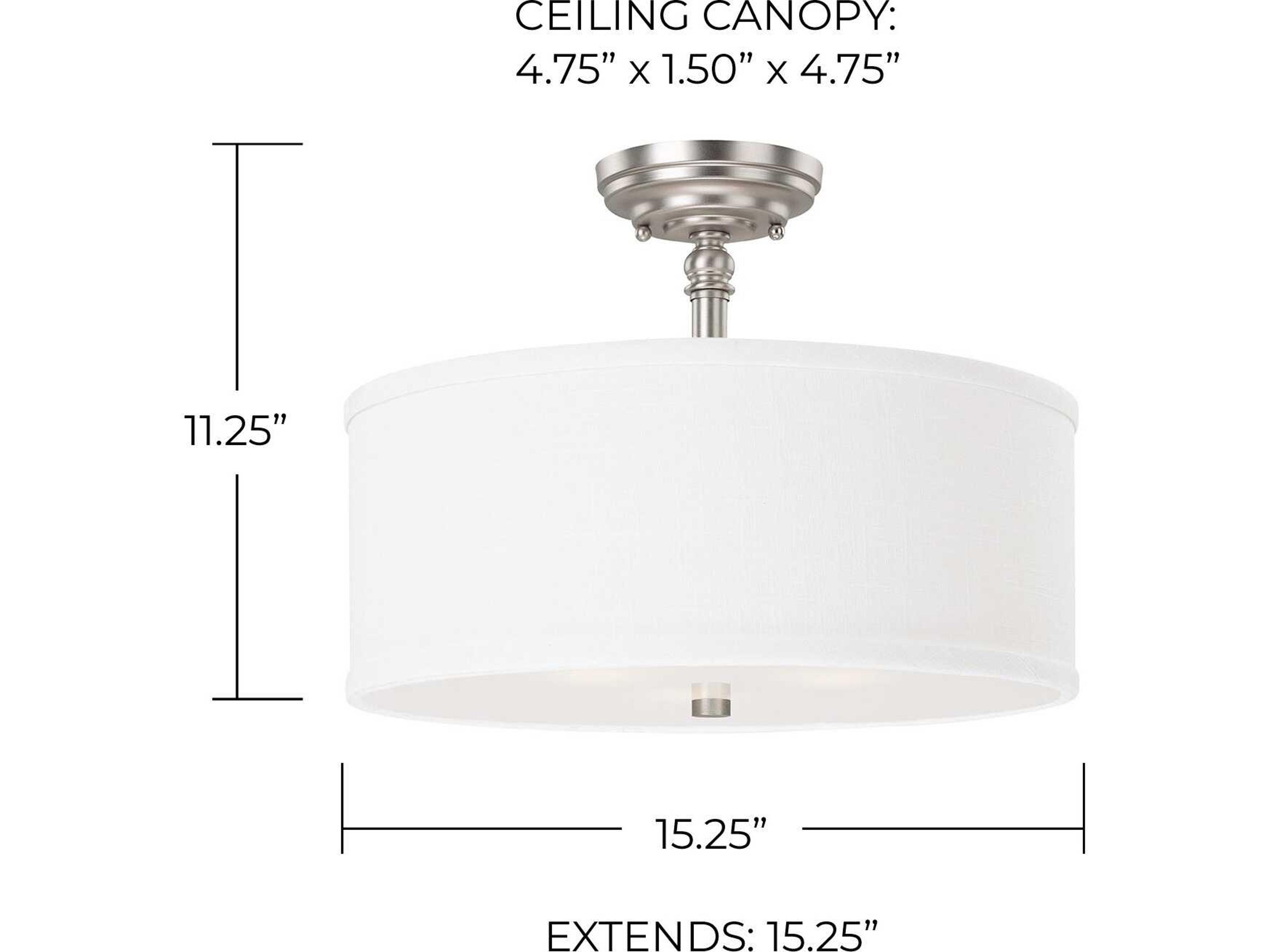 Capital Lighting Loft 3-Light Matte Nickel Glass Drum Semi Flush Mount