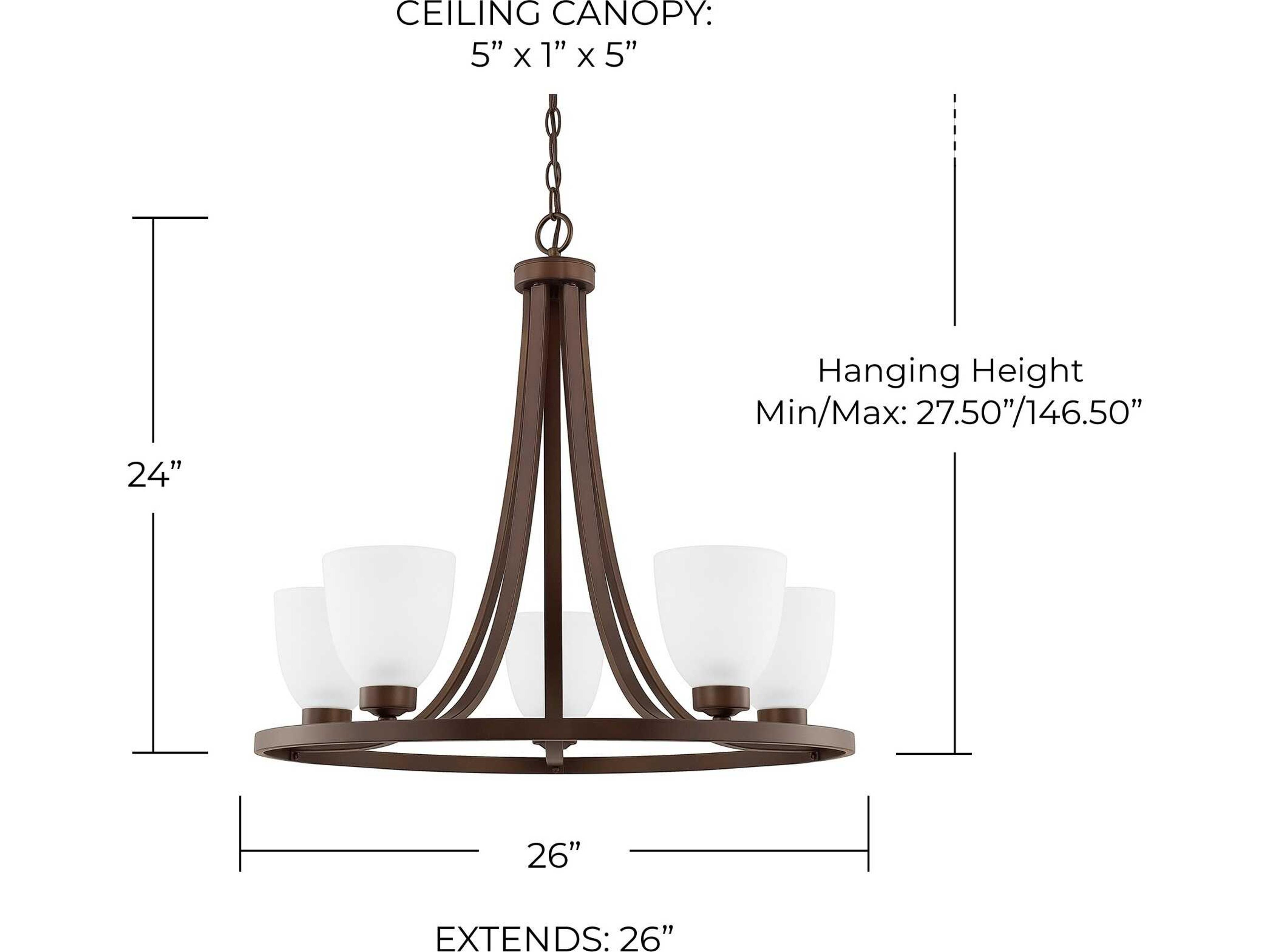 Capital Lighting Jameson 5-Light Bronze Glass Bell Chandelier