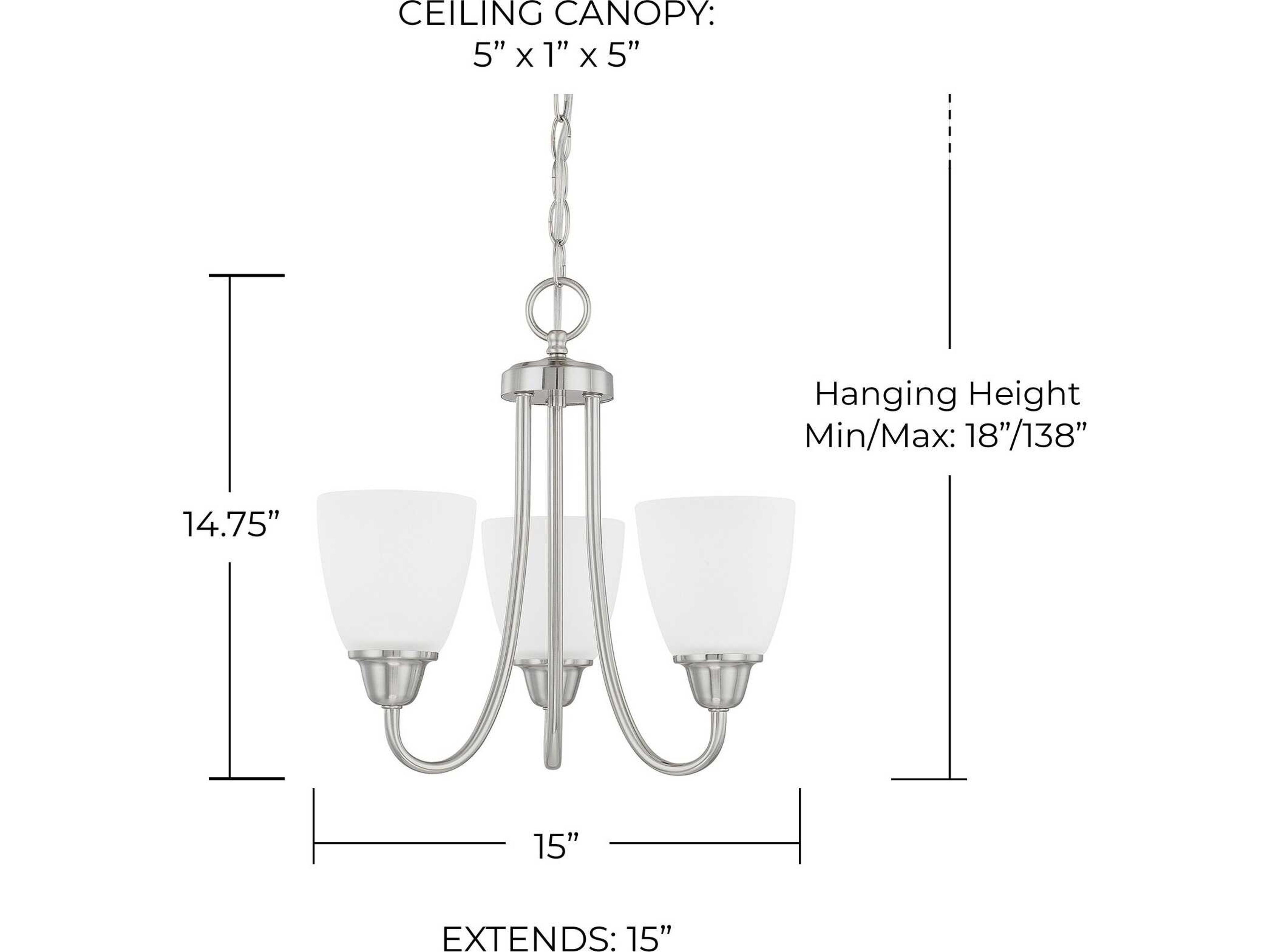 Capital Lighting Trenton 3-Light Brushed Nickel Glass Bell Chandelier