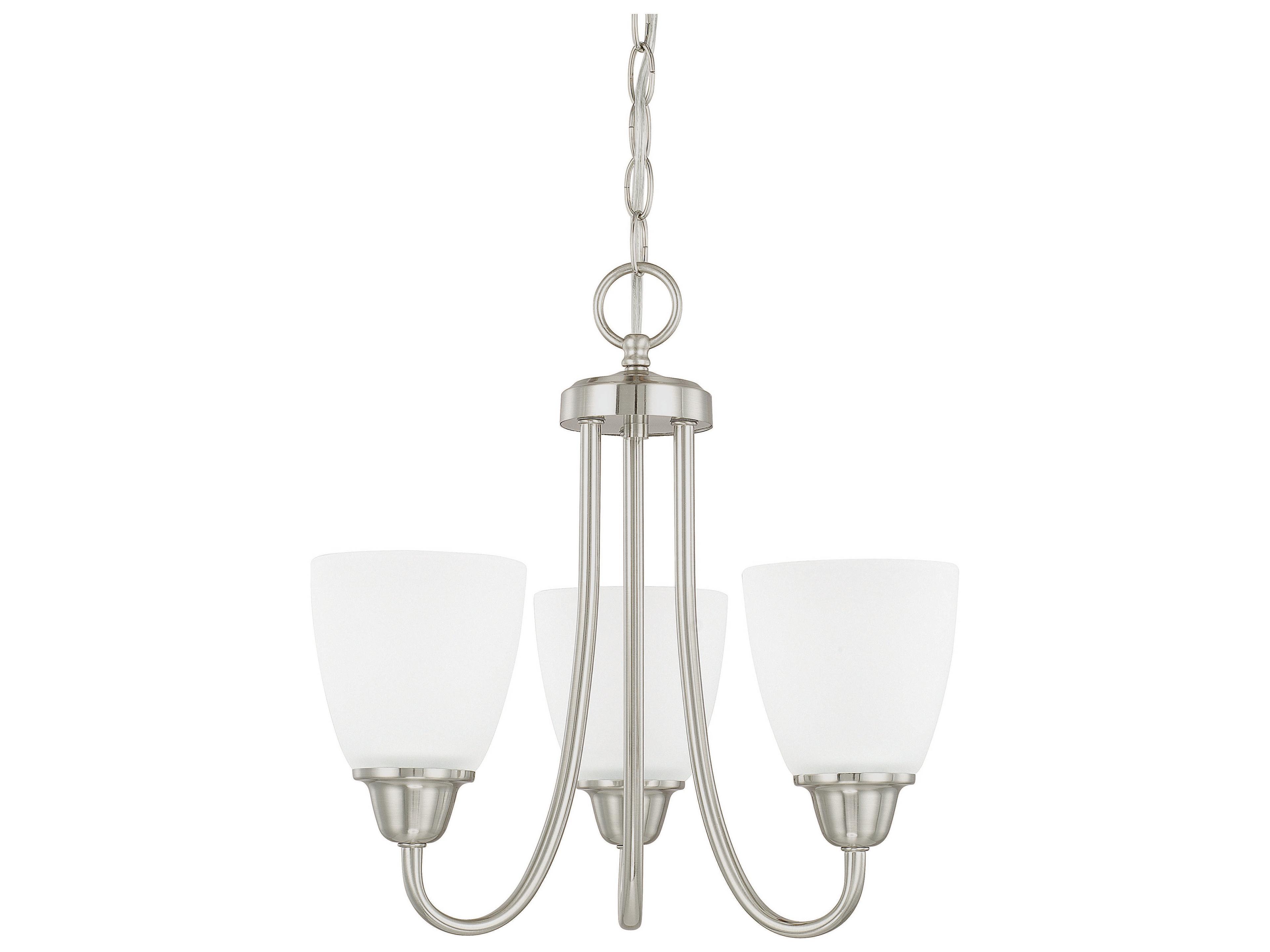 Trenton 3-Light Brushed Nickel Glass Bell Chandelier