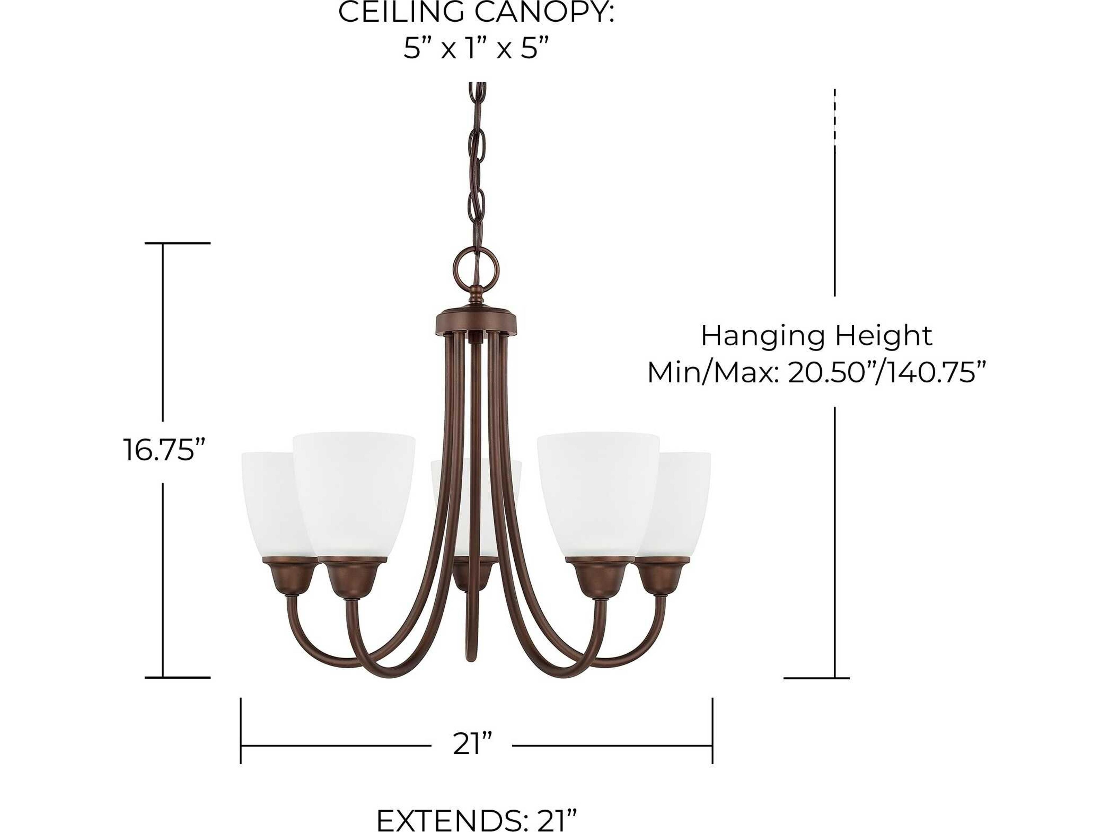 Capital Lighting Trenton 5-Light Bronze Glass Bell Chandelier