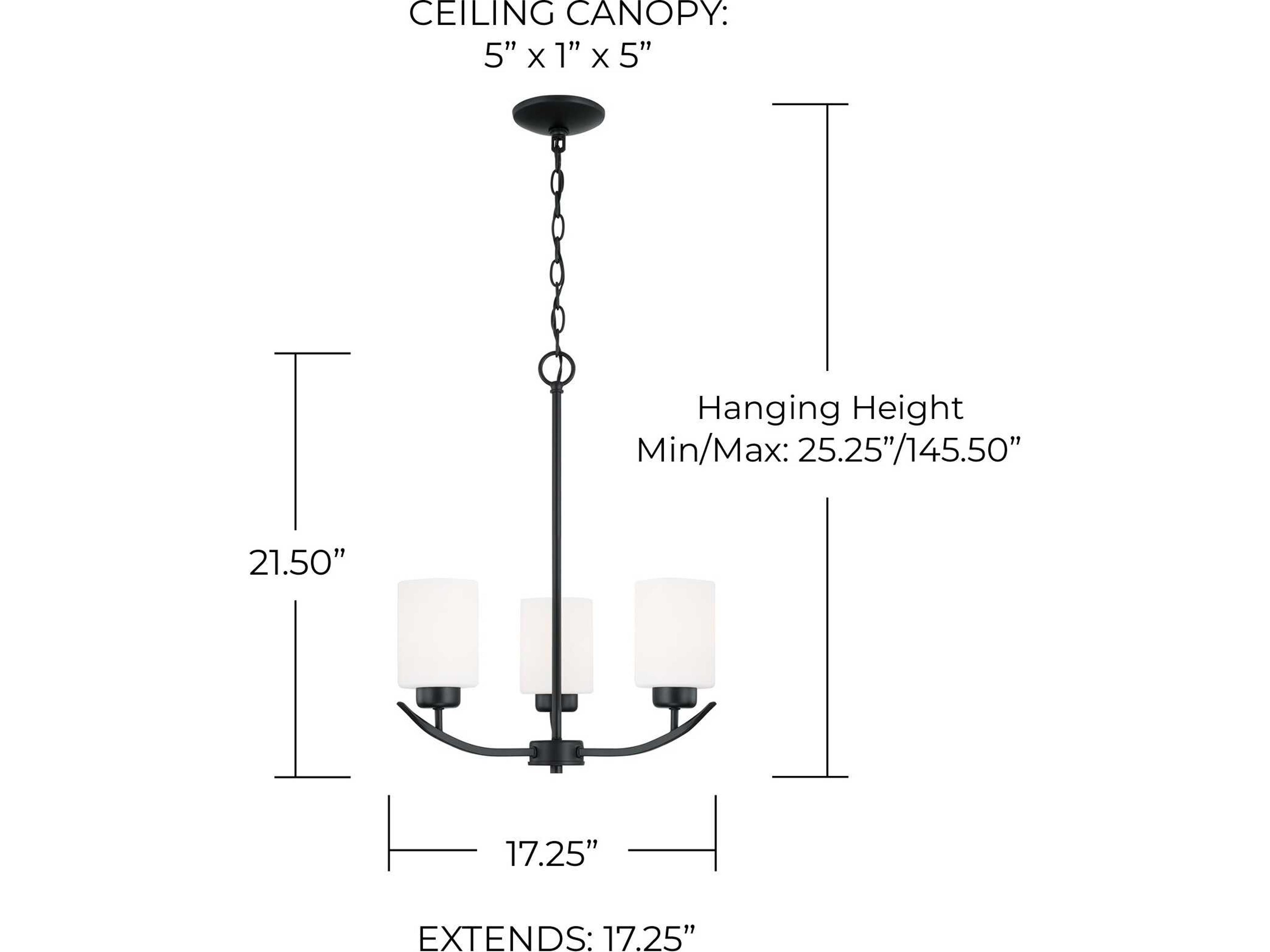 Capital Lighting Dixon 3-Light Matte Black Glass Chandelier