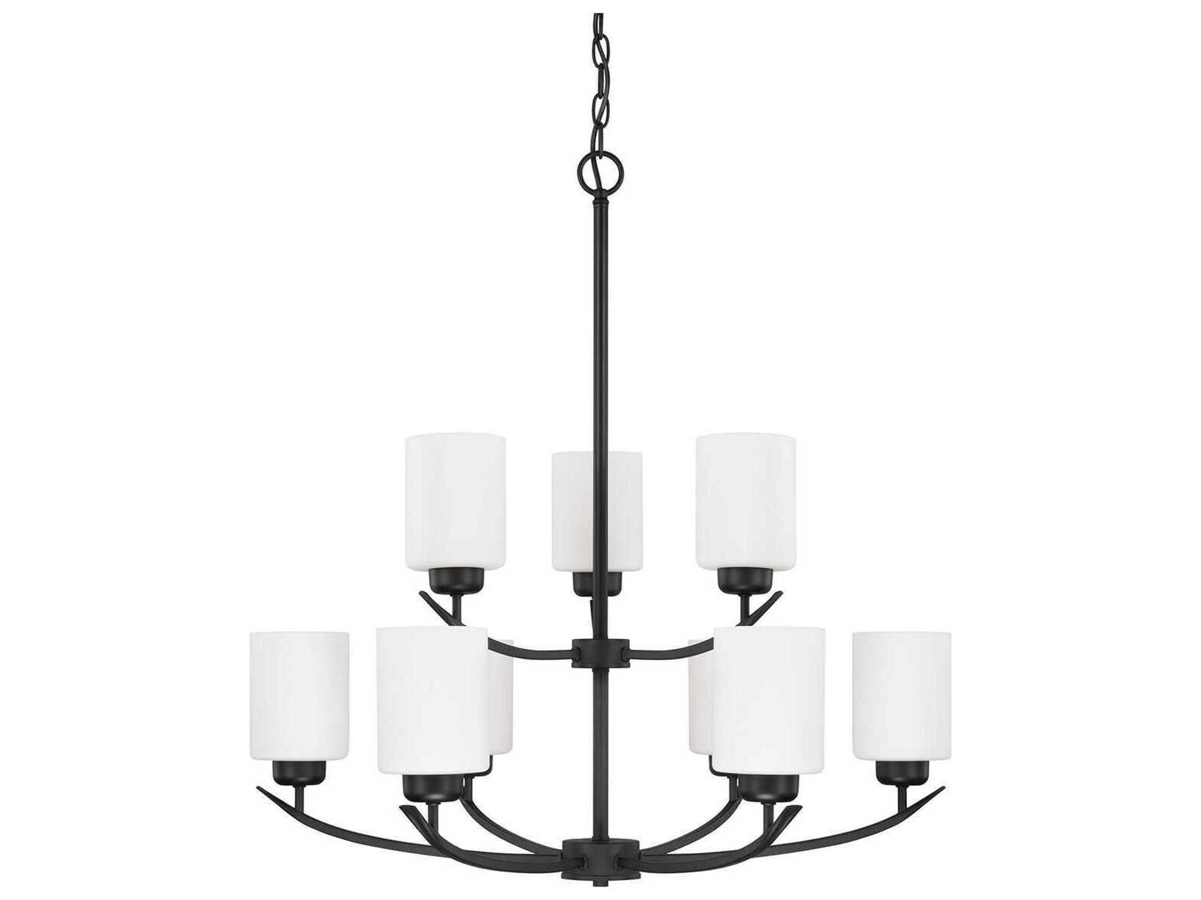 Dixon 9-Light Matte Black Glass Chandelier