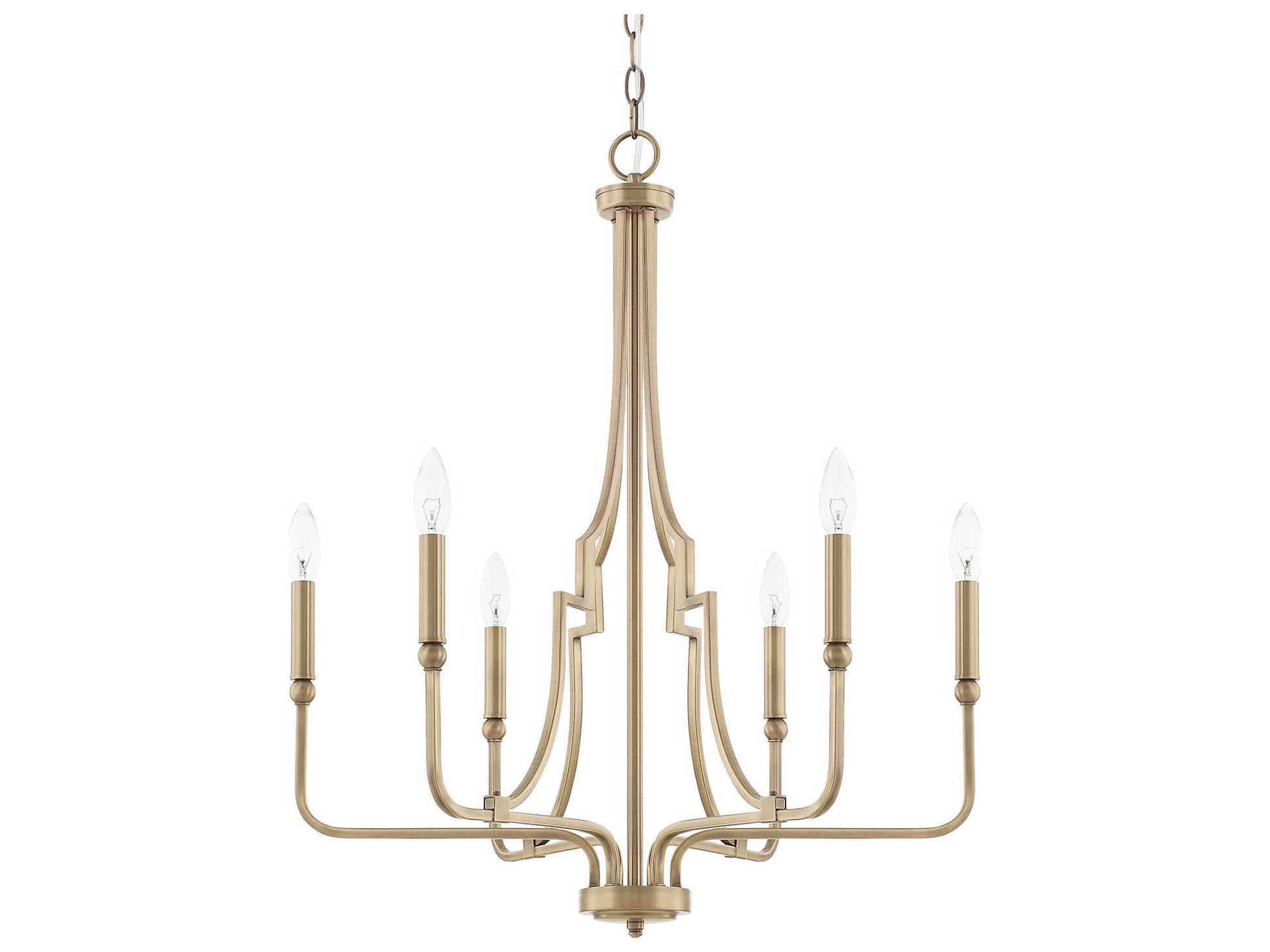 Dawson 6-Light Aged Brass Candelabra Chandelier