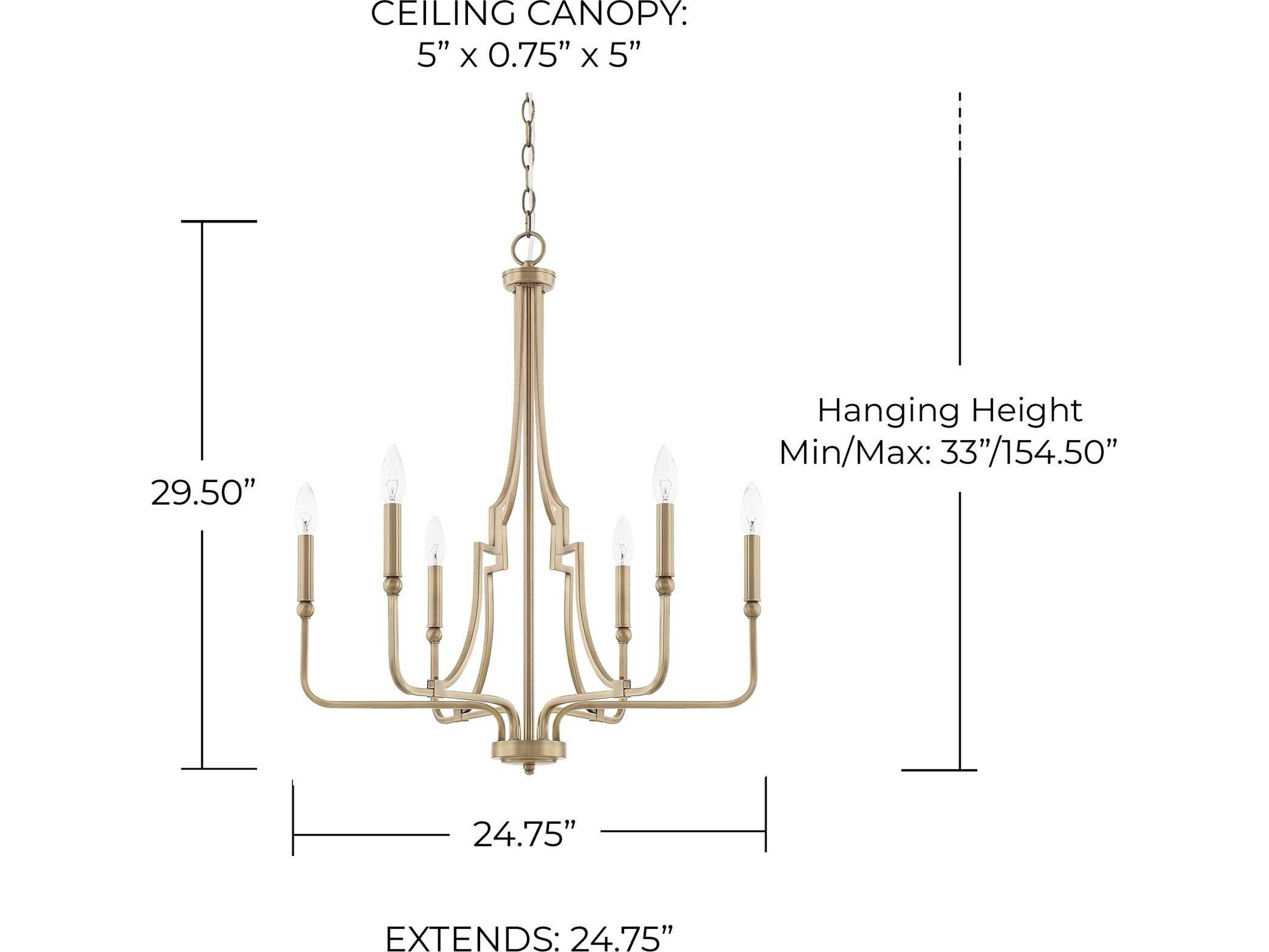Capital Lighting Dawson 6-Light Aged Brass Candelabra Chandelier