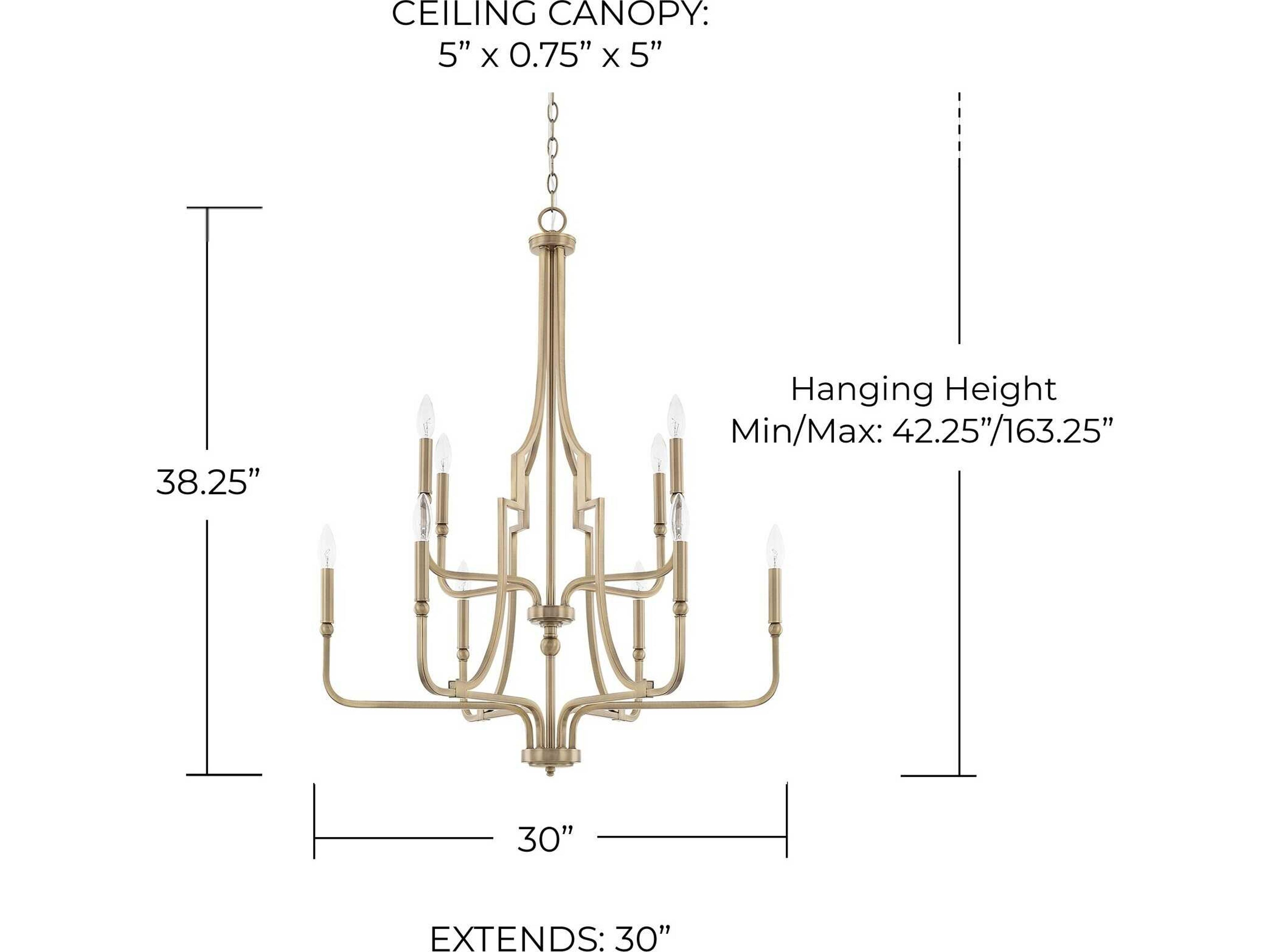 Capital Lighting Dawson 10-Light Aged Brass Candelabra Tiered Chandelier