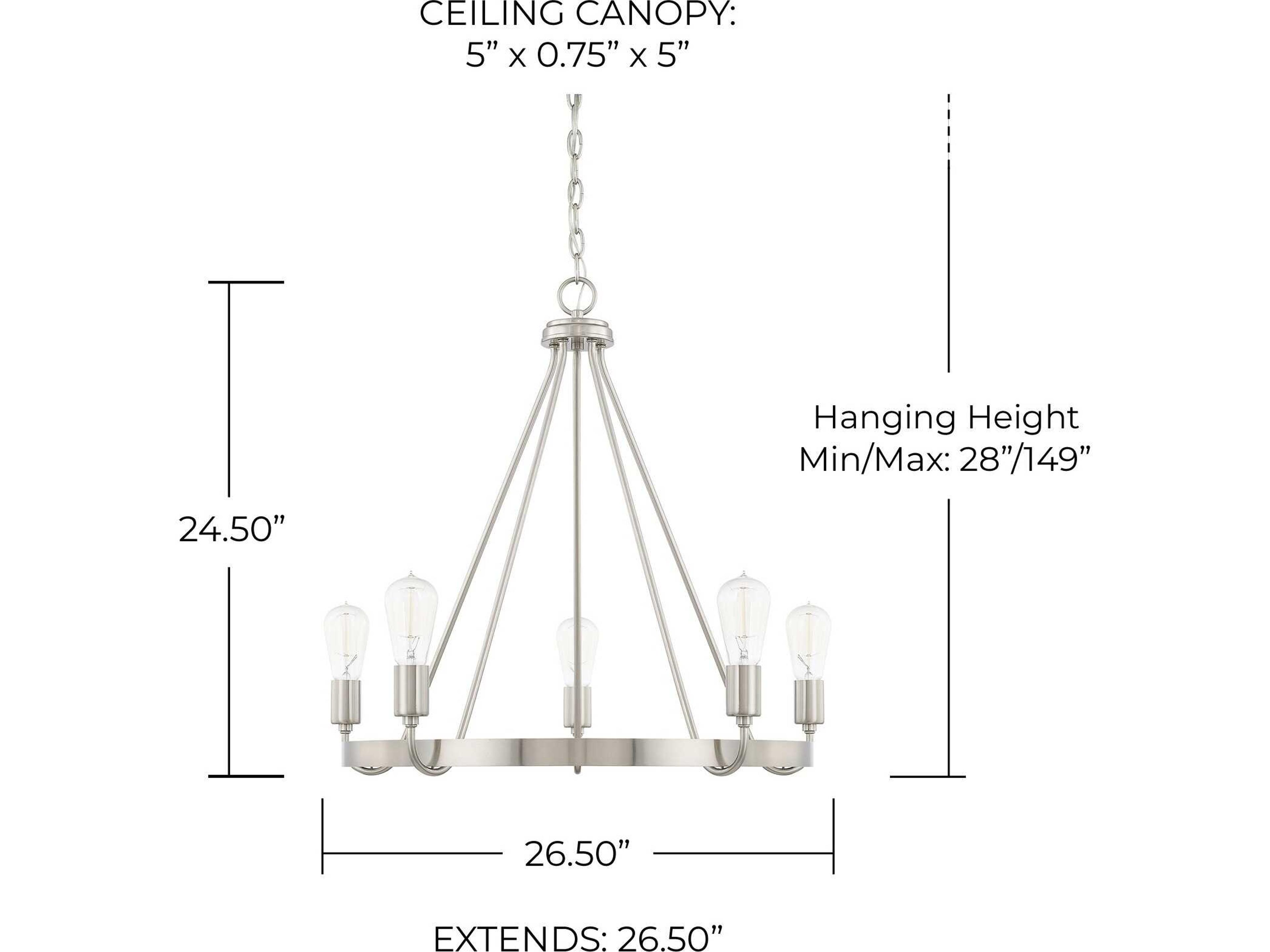 Capital Lighting Tanner 5-Light Brushed Nickel Chandelier