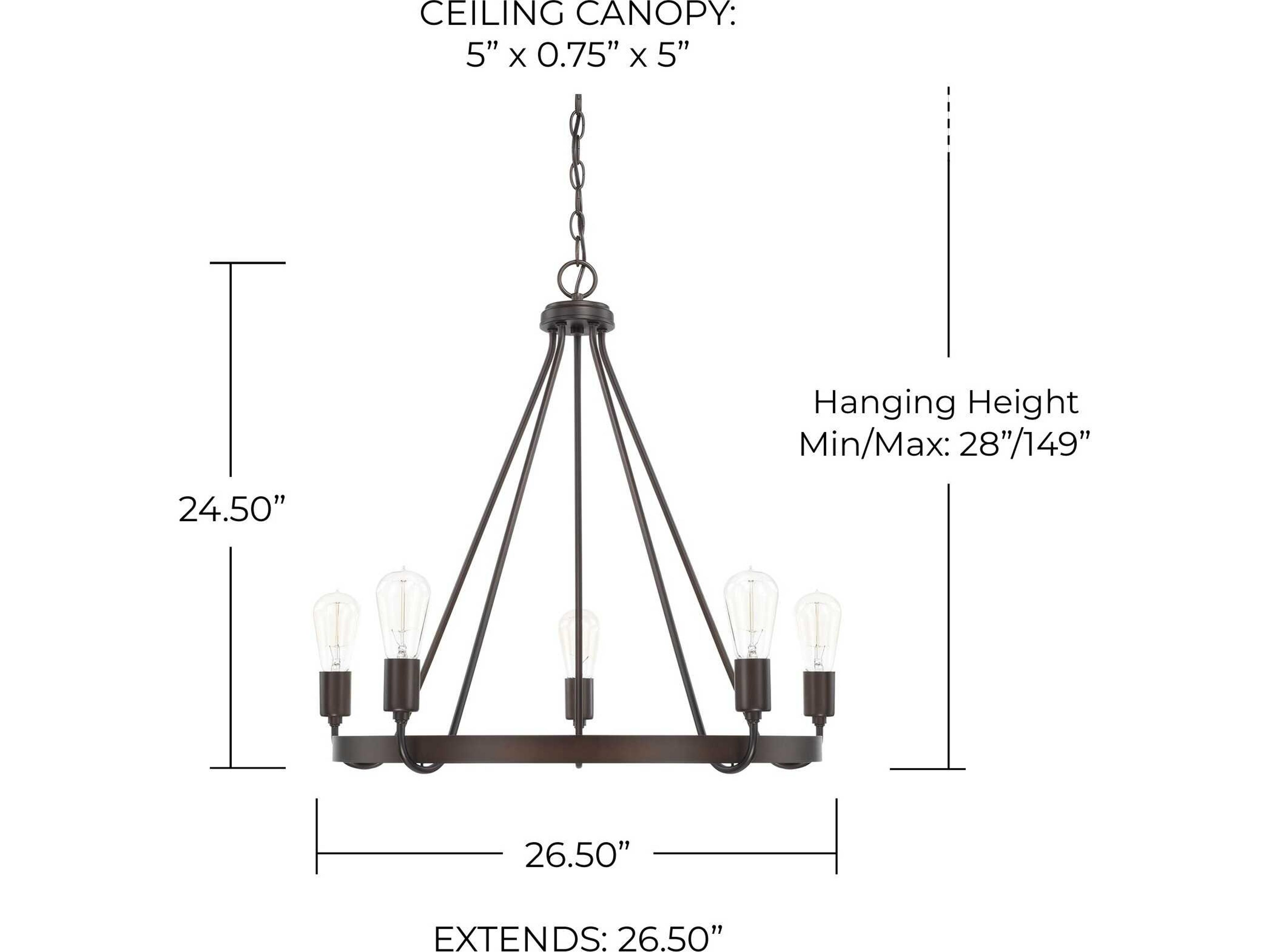 Capital Lighting Tanner 5-Light Bronze Chandelier