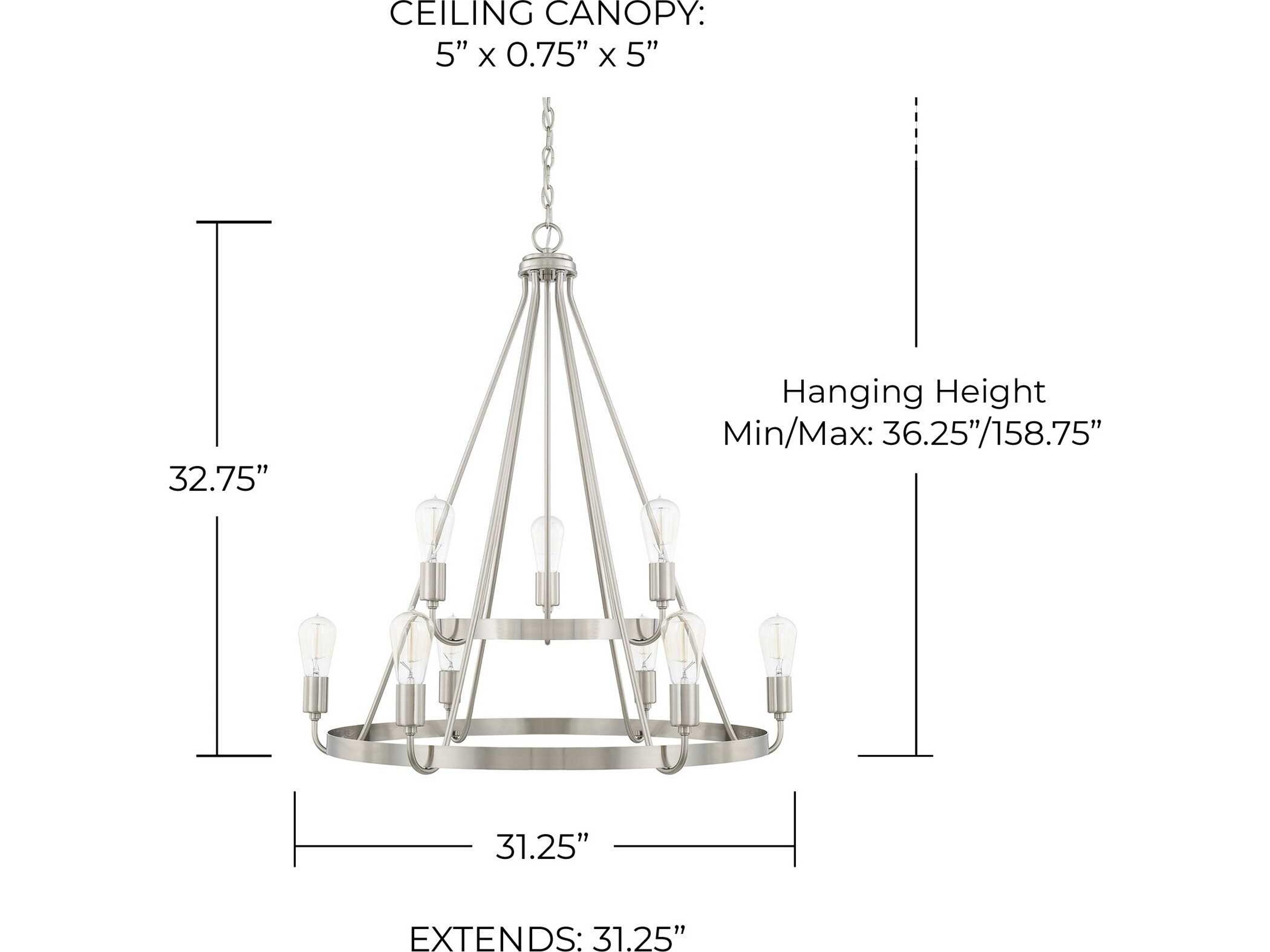 Capital Lighting Tanner 9-Light Brushed Nickel Chandelier