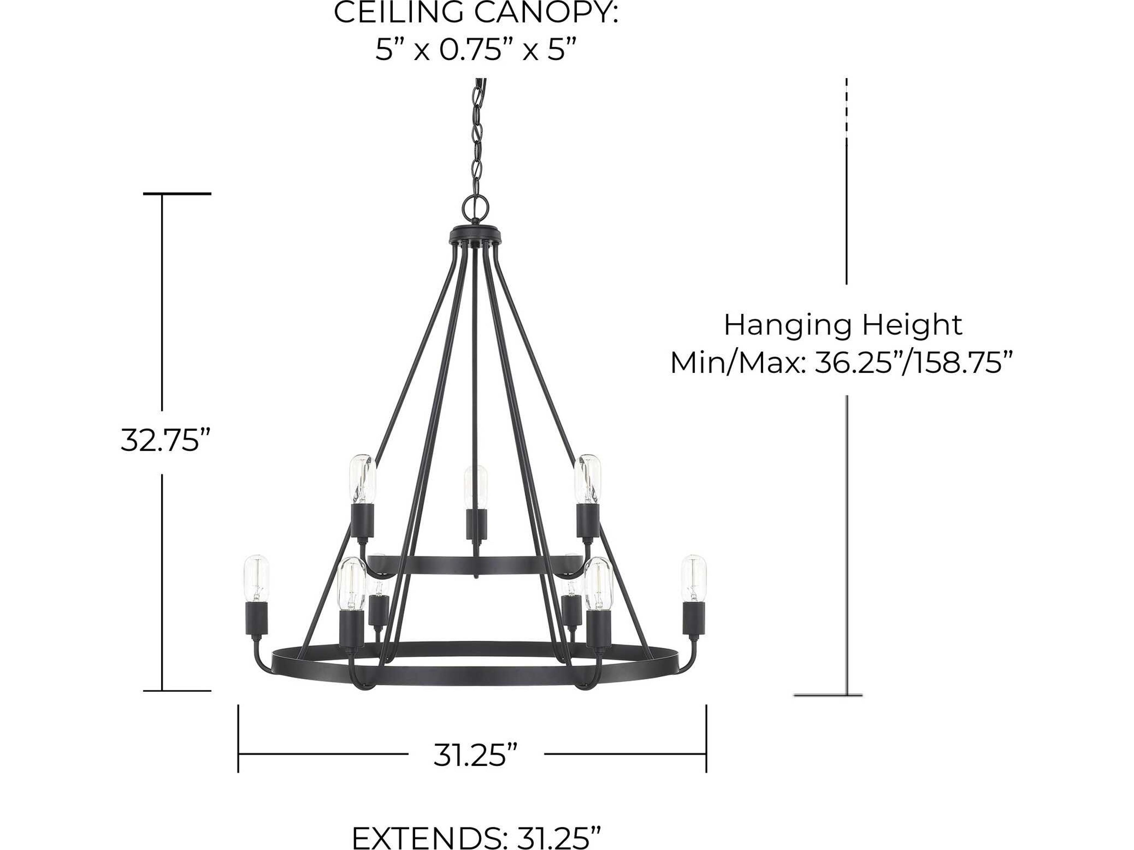 Capital Lighting Tanner 9-Light Matte Black Chandelier