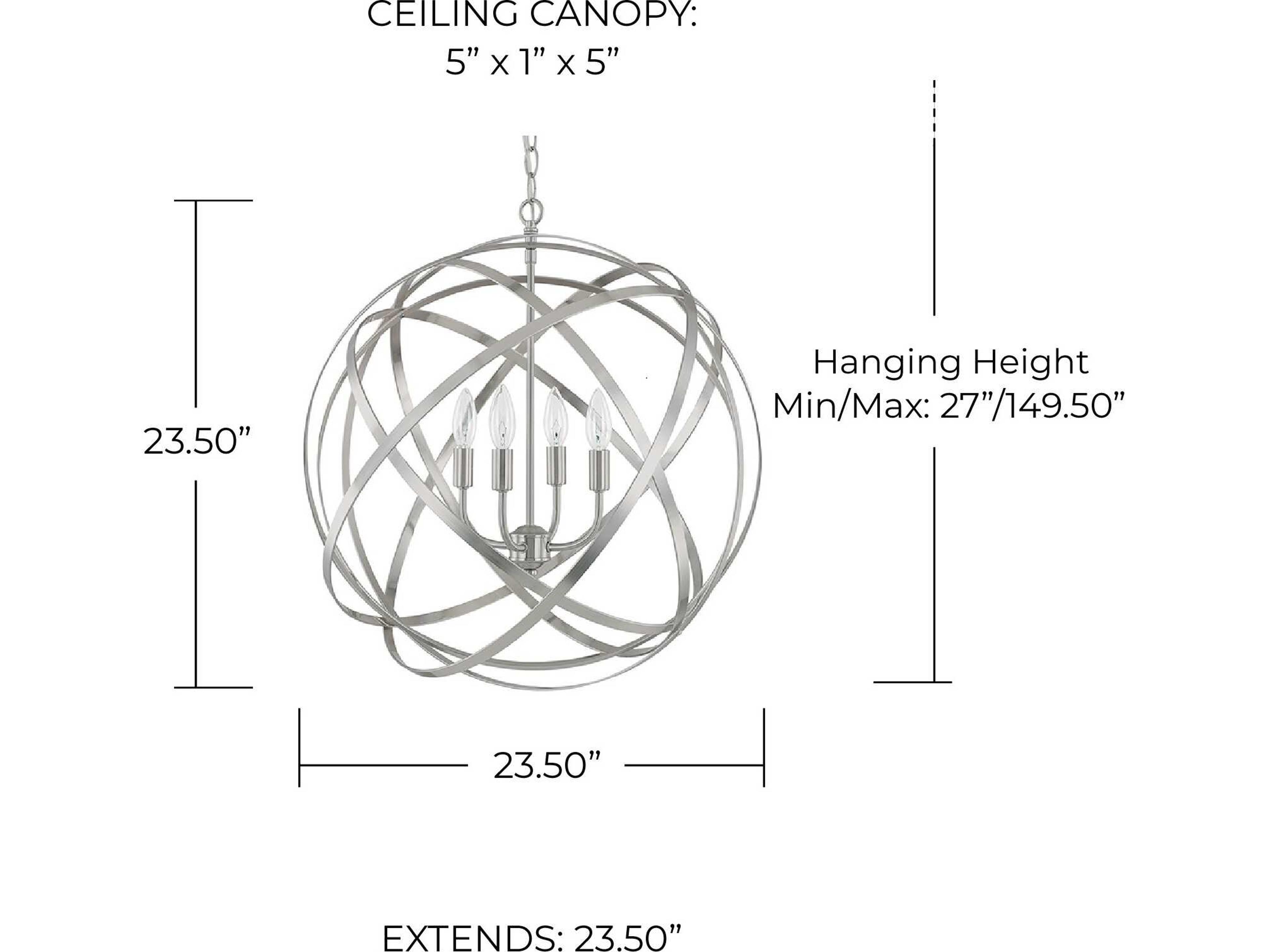 Capital Lighting Axis 4-Light Brushed Nickel Candelabra Globe Chandelier