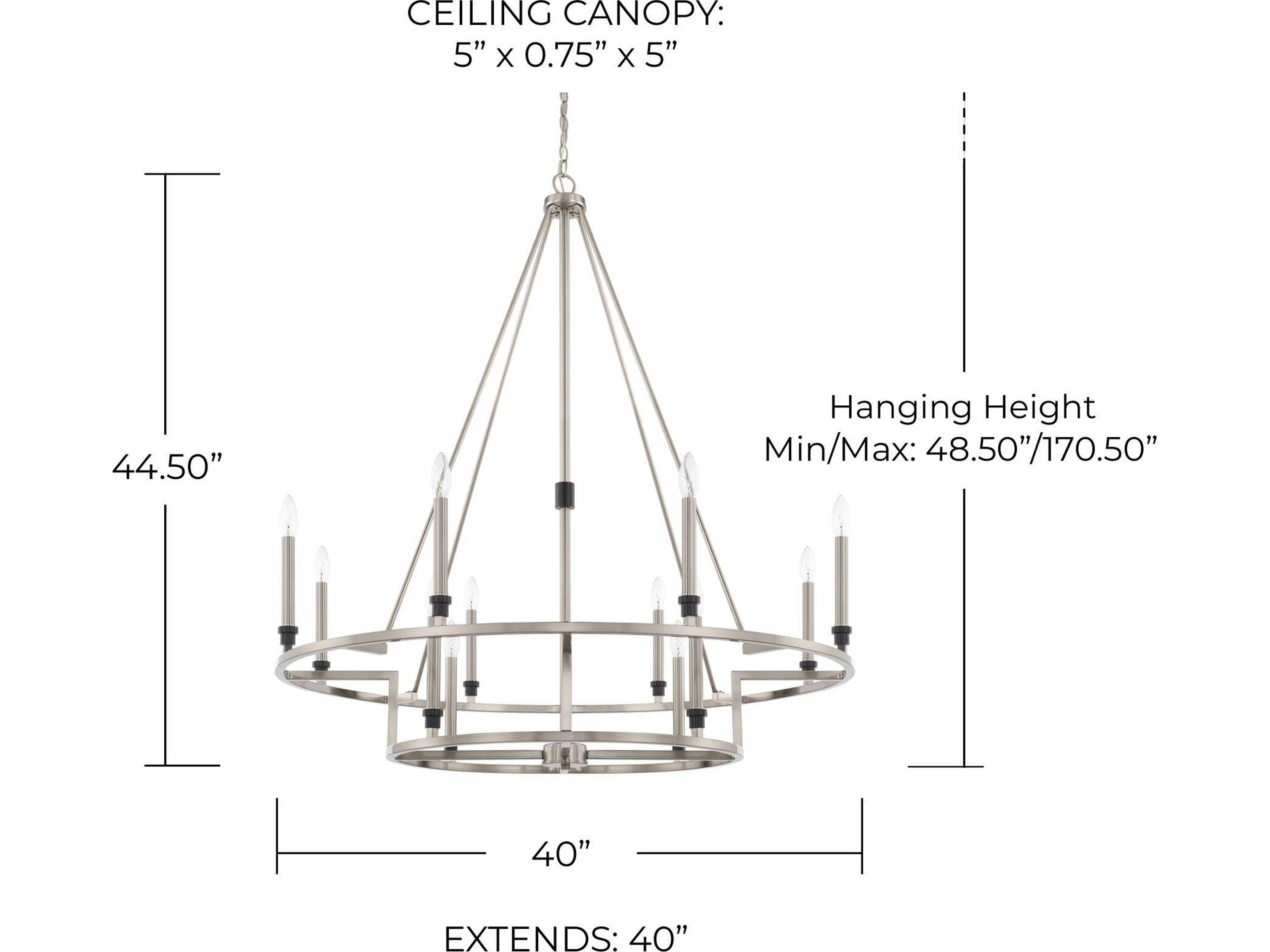 Capital Lighting Tux 12-Light Black Tie Candelabra Tiered Chandelier