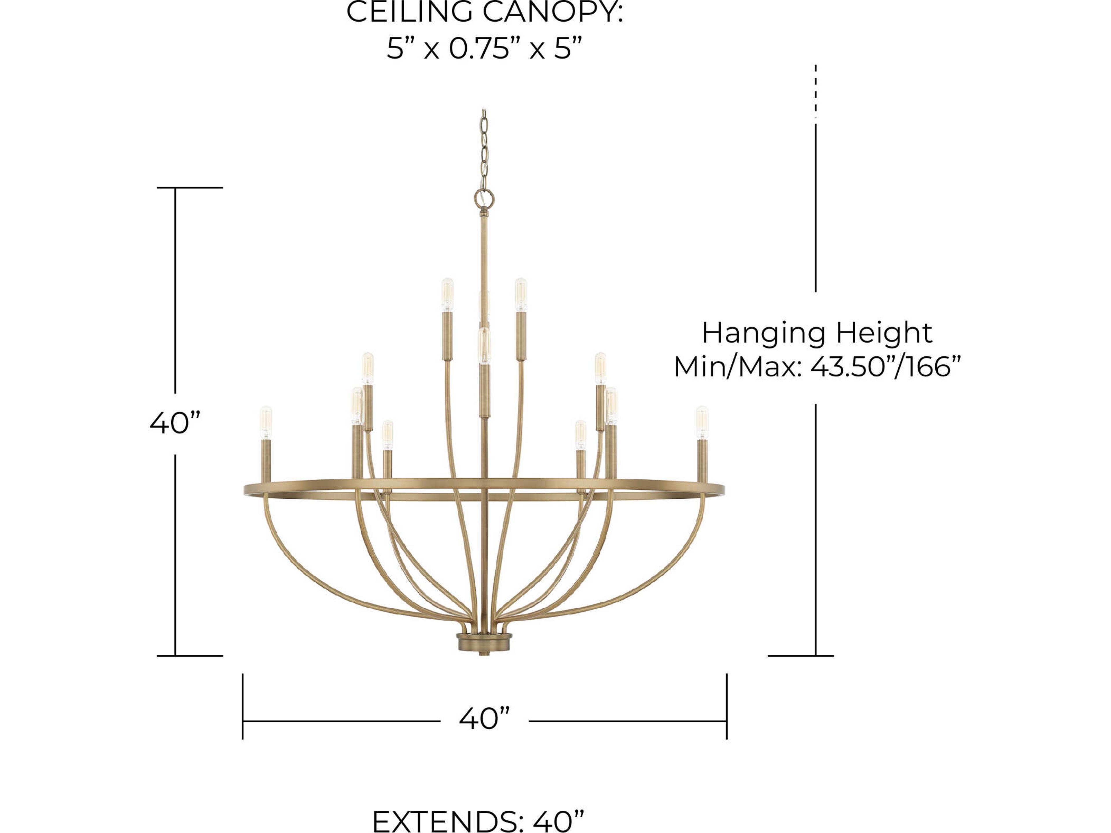Capital Lighting Greyson 12-Light Aged Brass Candelabra Chandelier