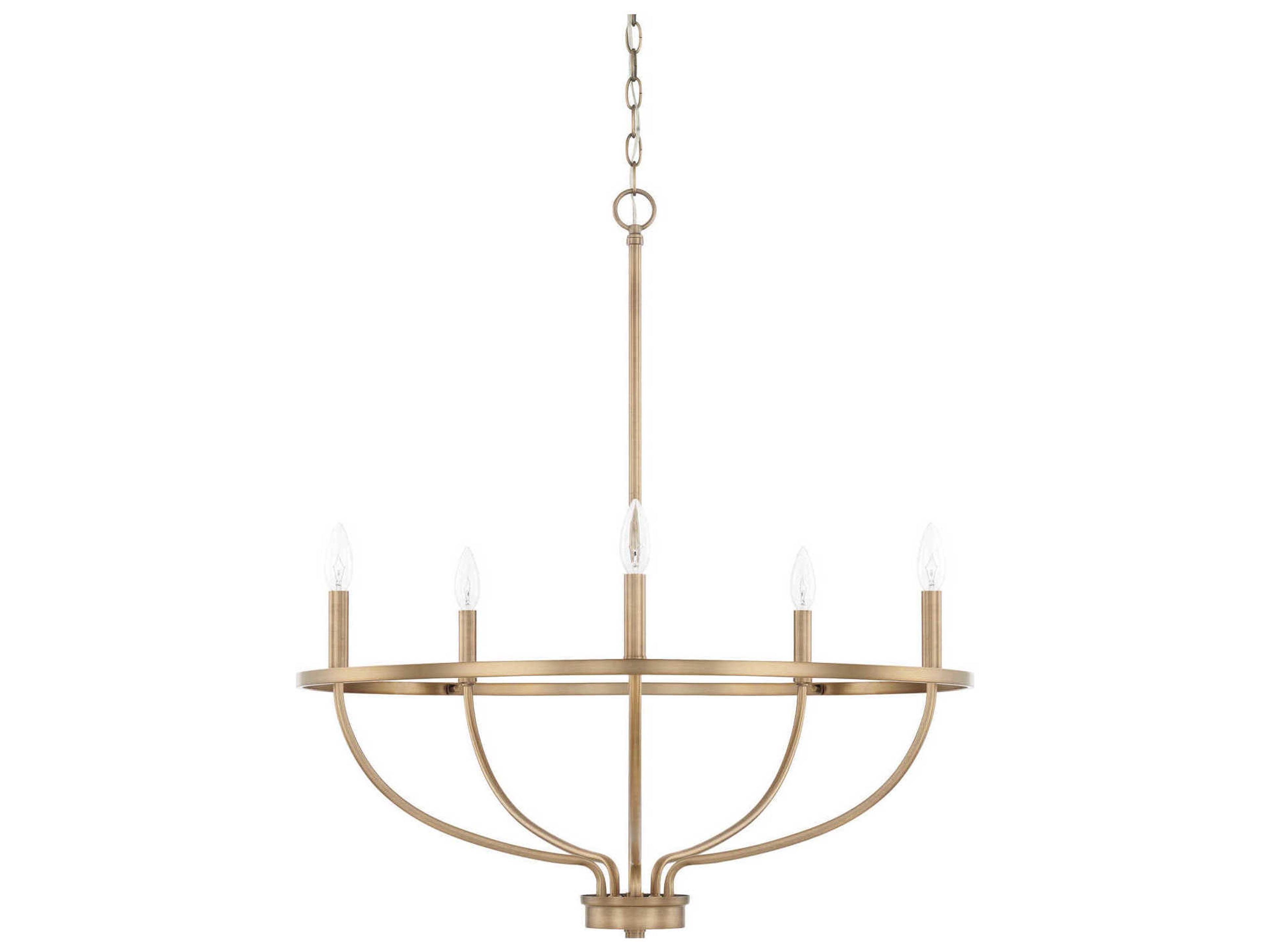 Greyson 5-Light Aged Brass Candelabra Chandelier
