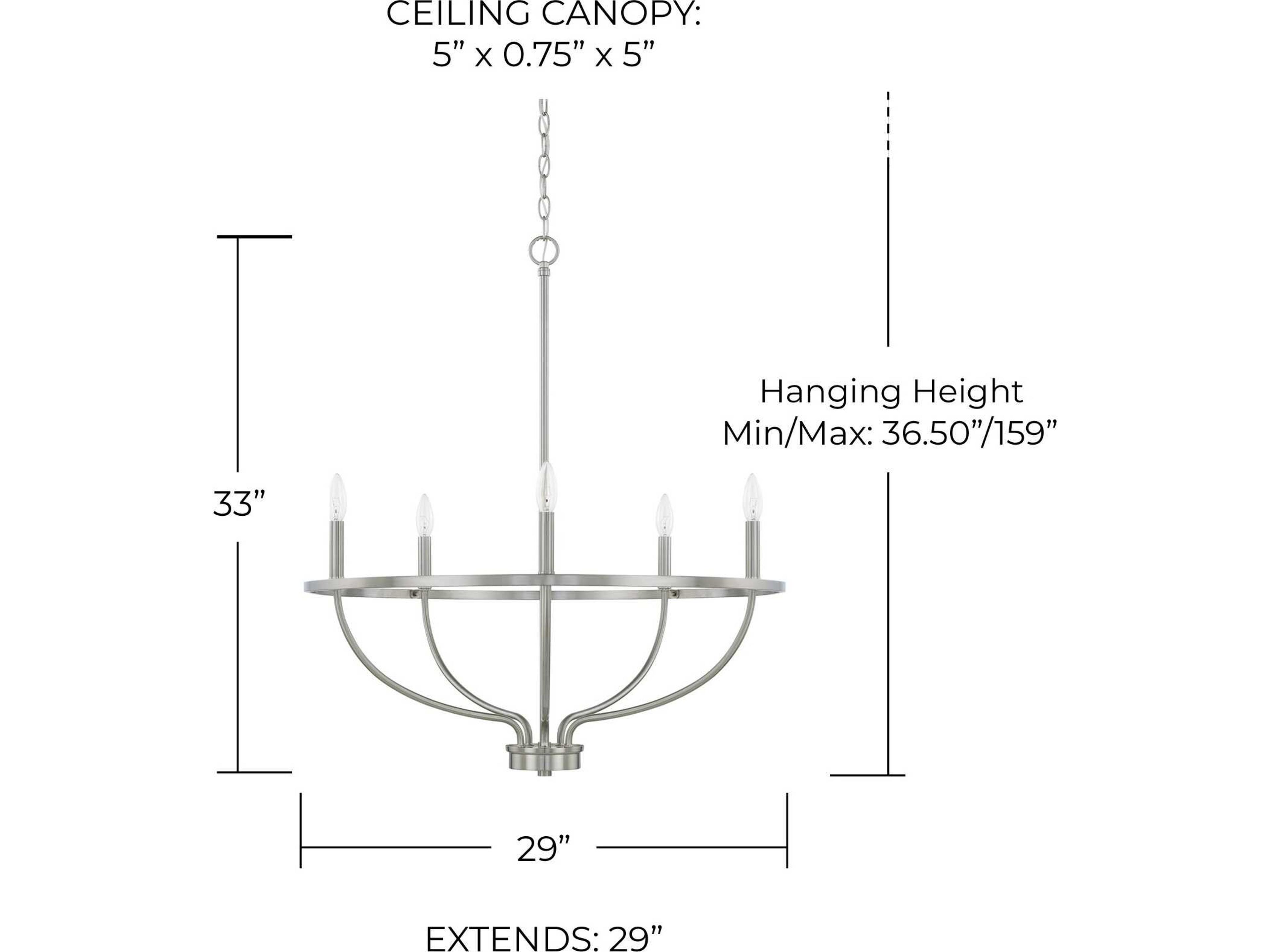 Capital Lighting Greyson 5-Light Brushed Nickel Candelabra Chandelier