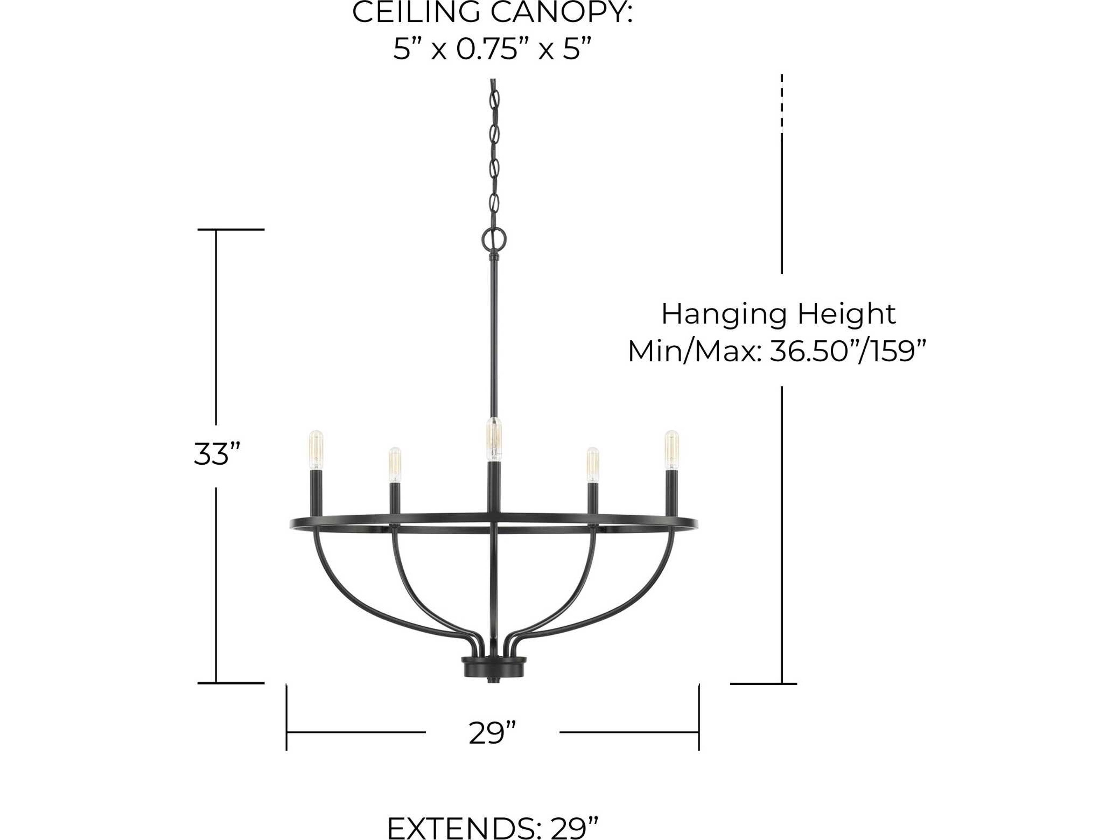 Capital Lighting Greyson 5-Light Matte Black Candelabra Chandelier