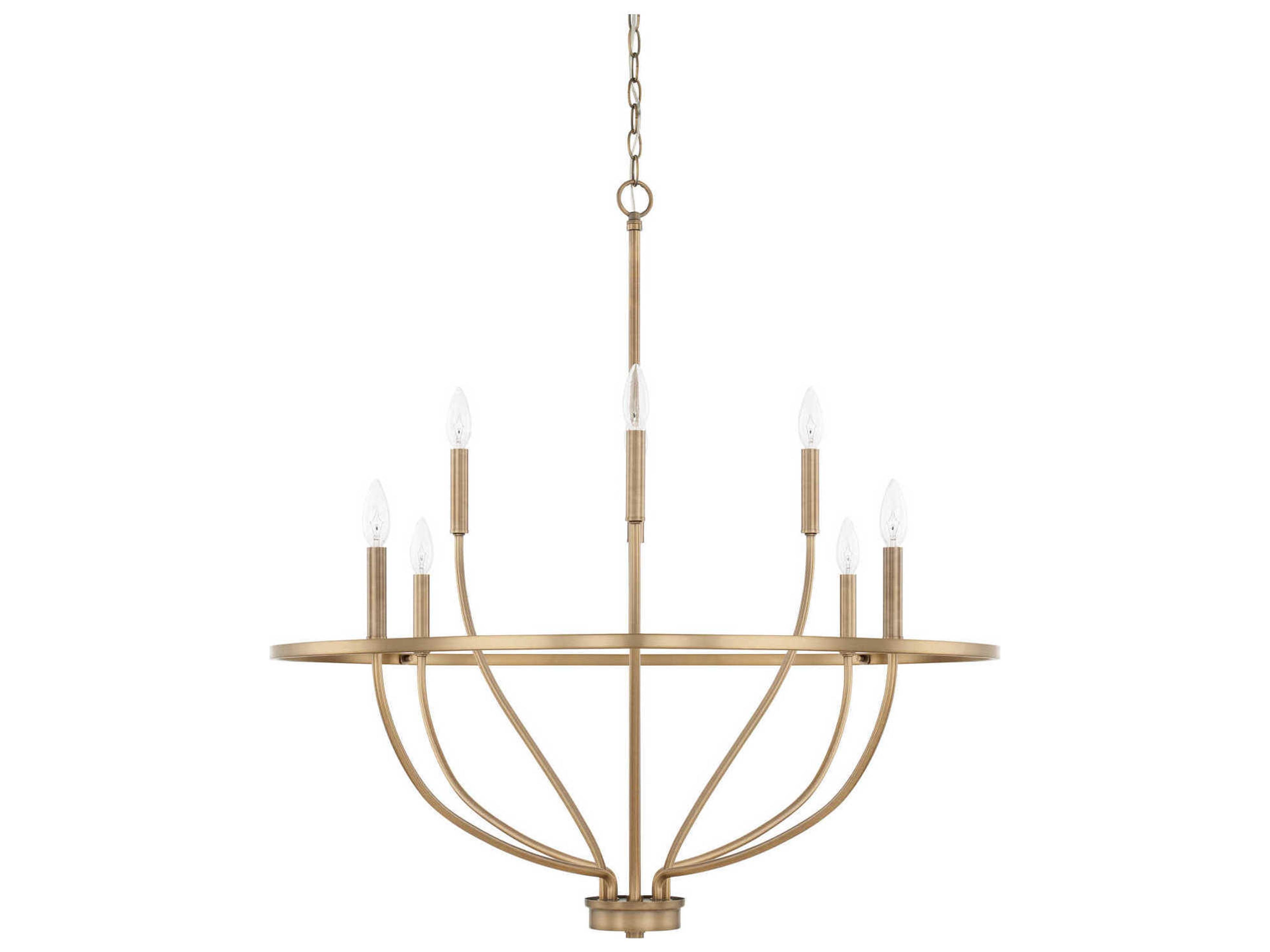 Greyson 8-Light Aged Brass Candelabra Chandelier