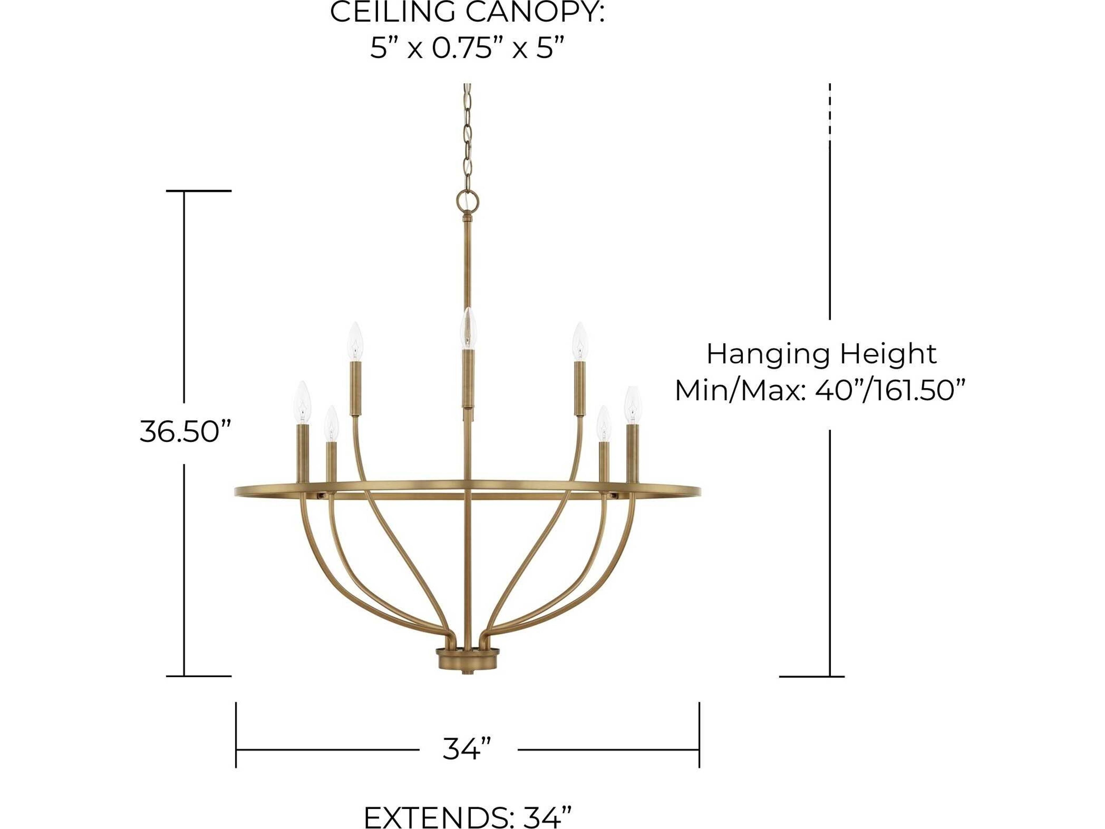 Capital Lighting Greyson 8-Light Aged Brass Candelabra Chandelier