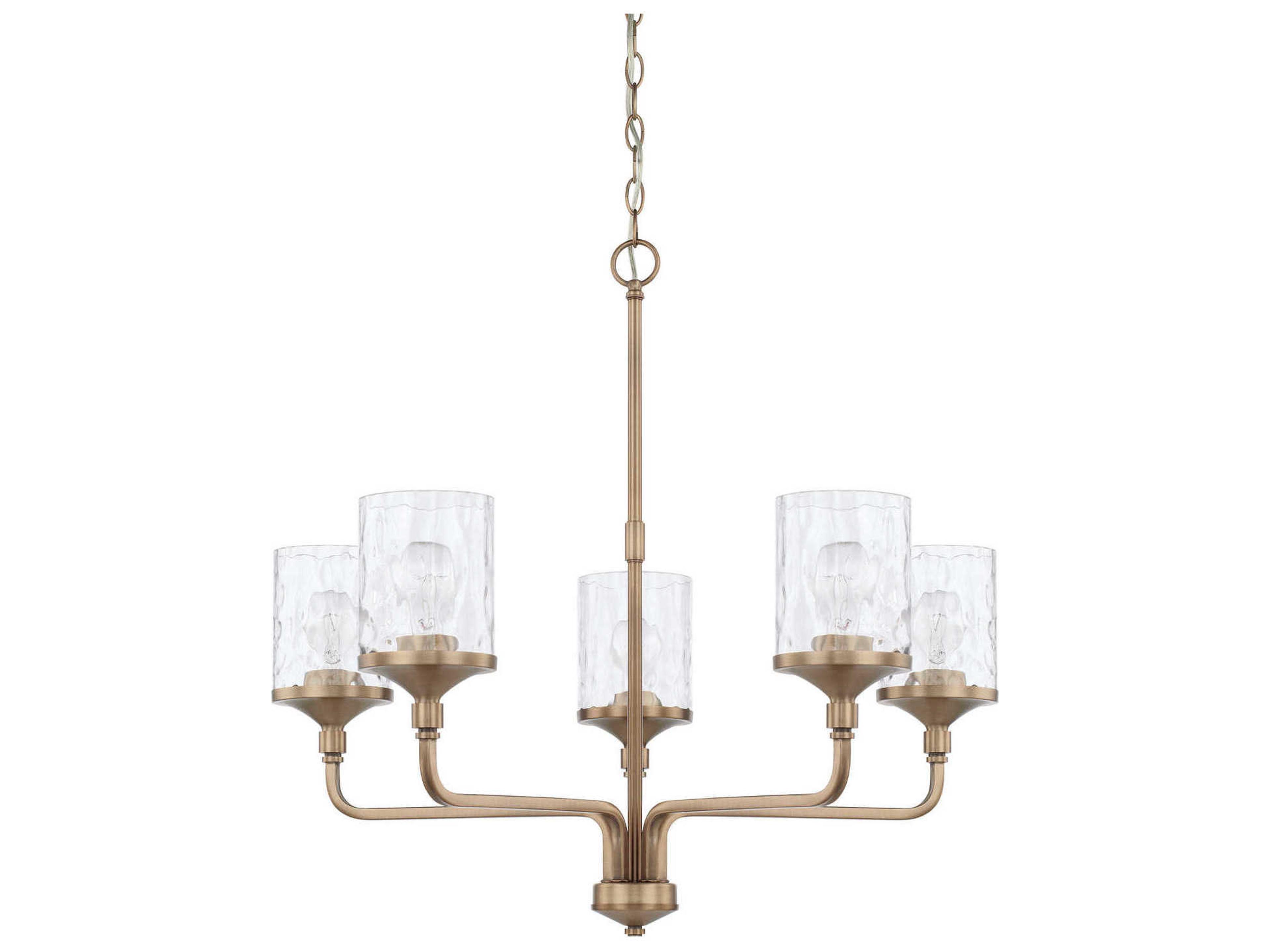 Colton 5-Light Aged Brass Glass Cylinder Chandelier