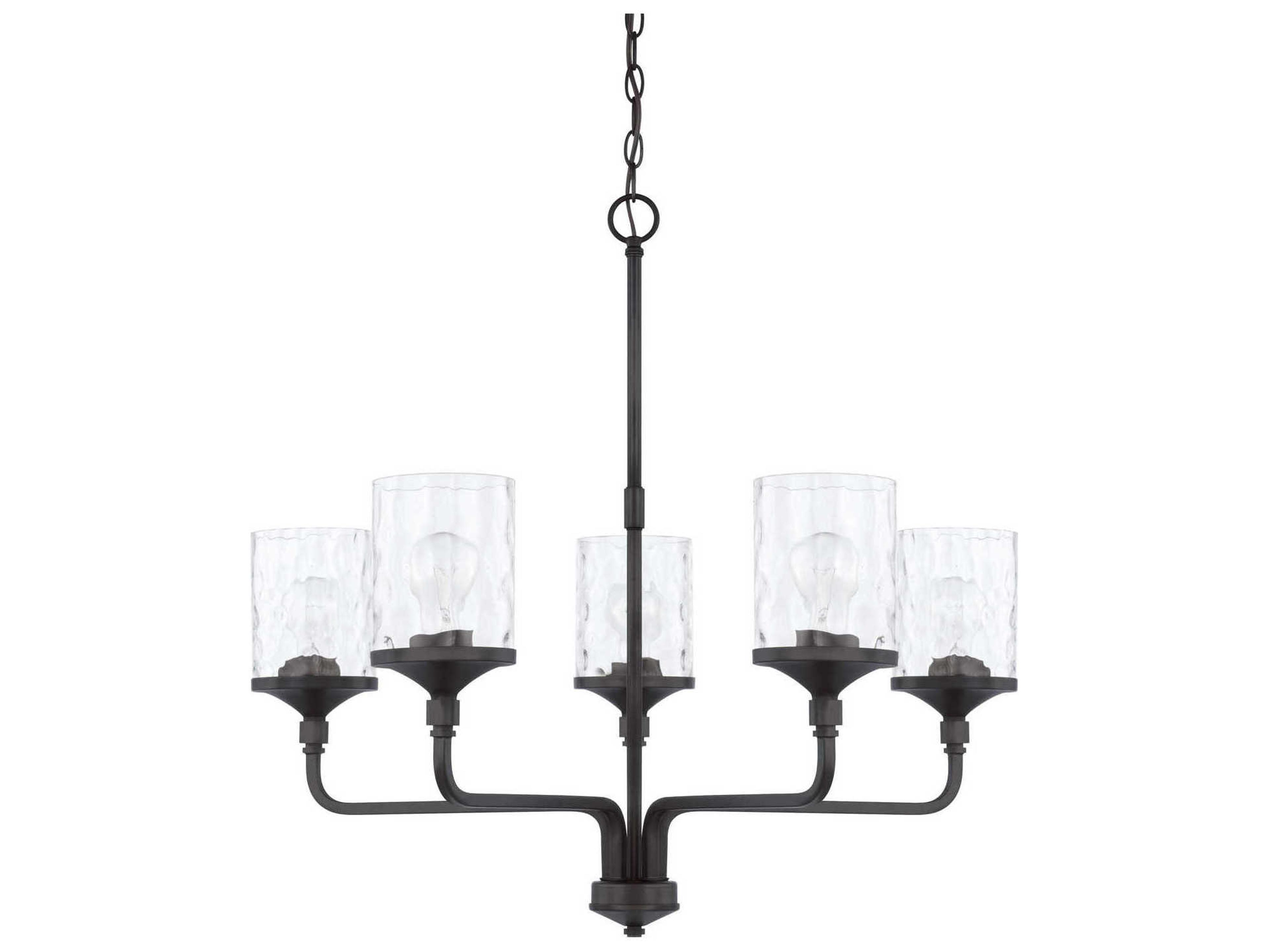 Colton 5-Light Matte Black Glass Cylinder Chandelier