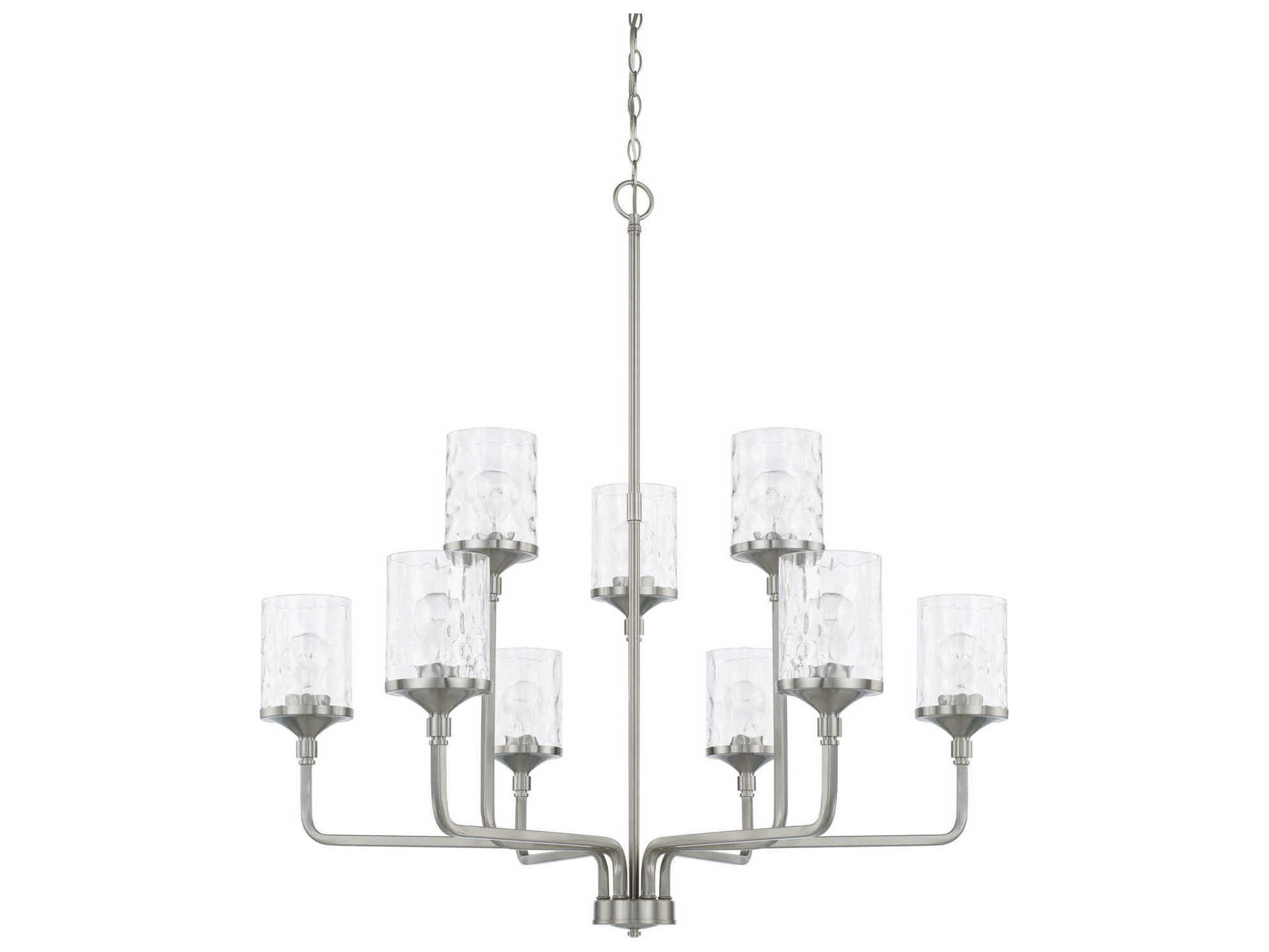 Colton 9-Light Brushed Nickel Glass Cylinder Chandelier