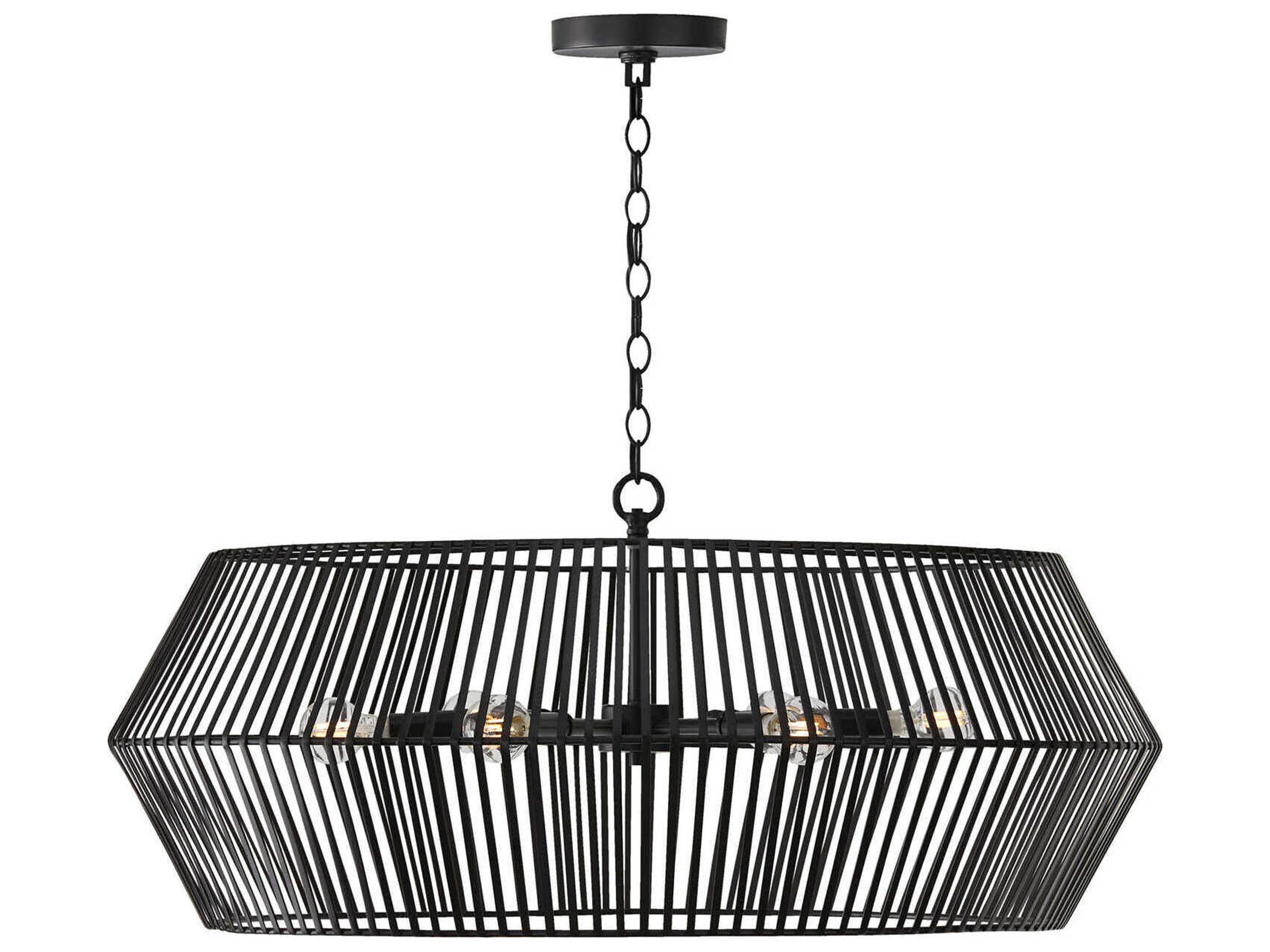 Kaiya 6-Light Matte Black Drum Chandelier