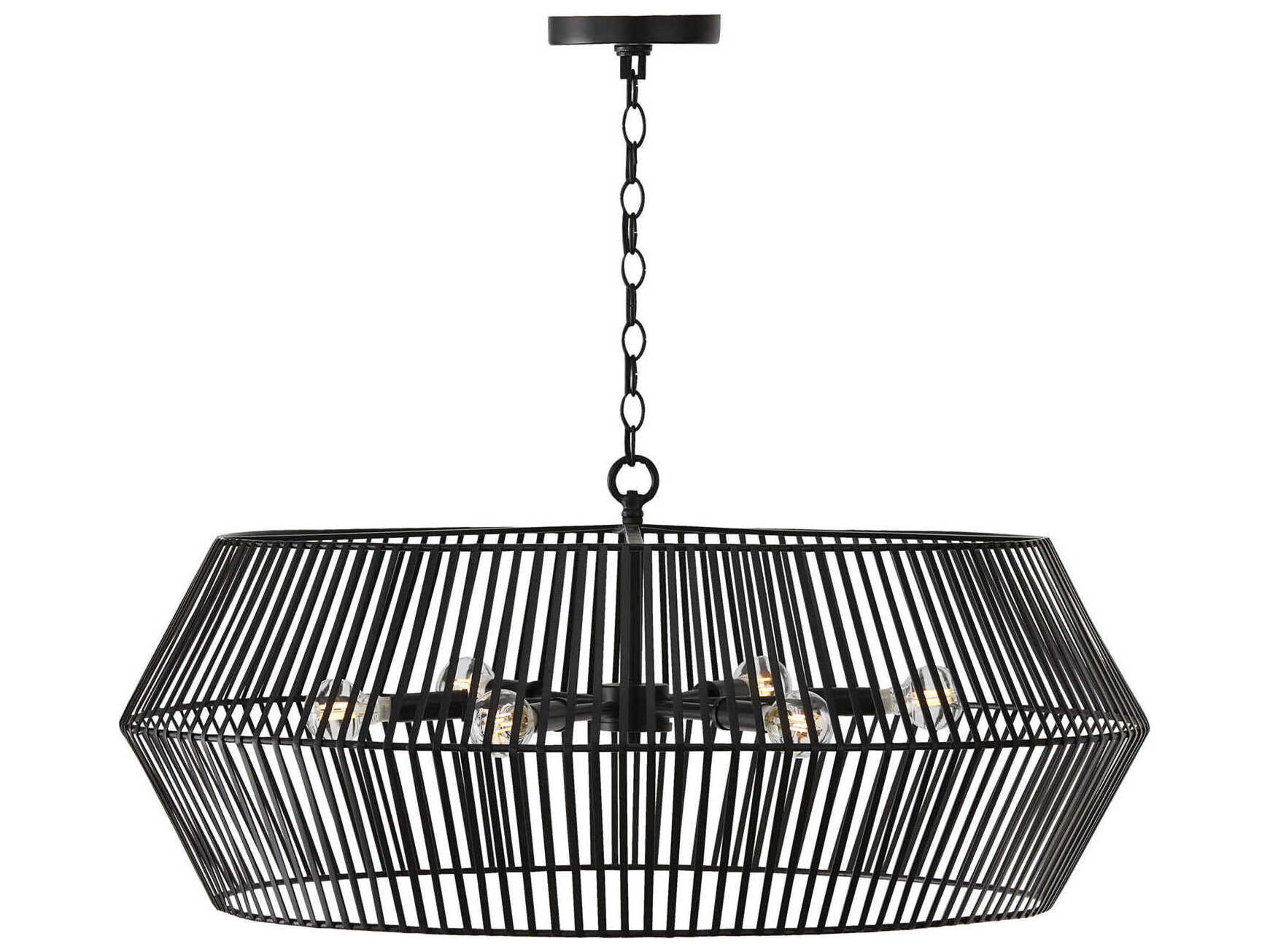 Capital Lighting Kaiya 6-Light Matte Black Drum Chandelier