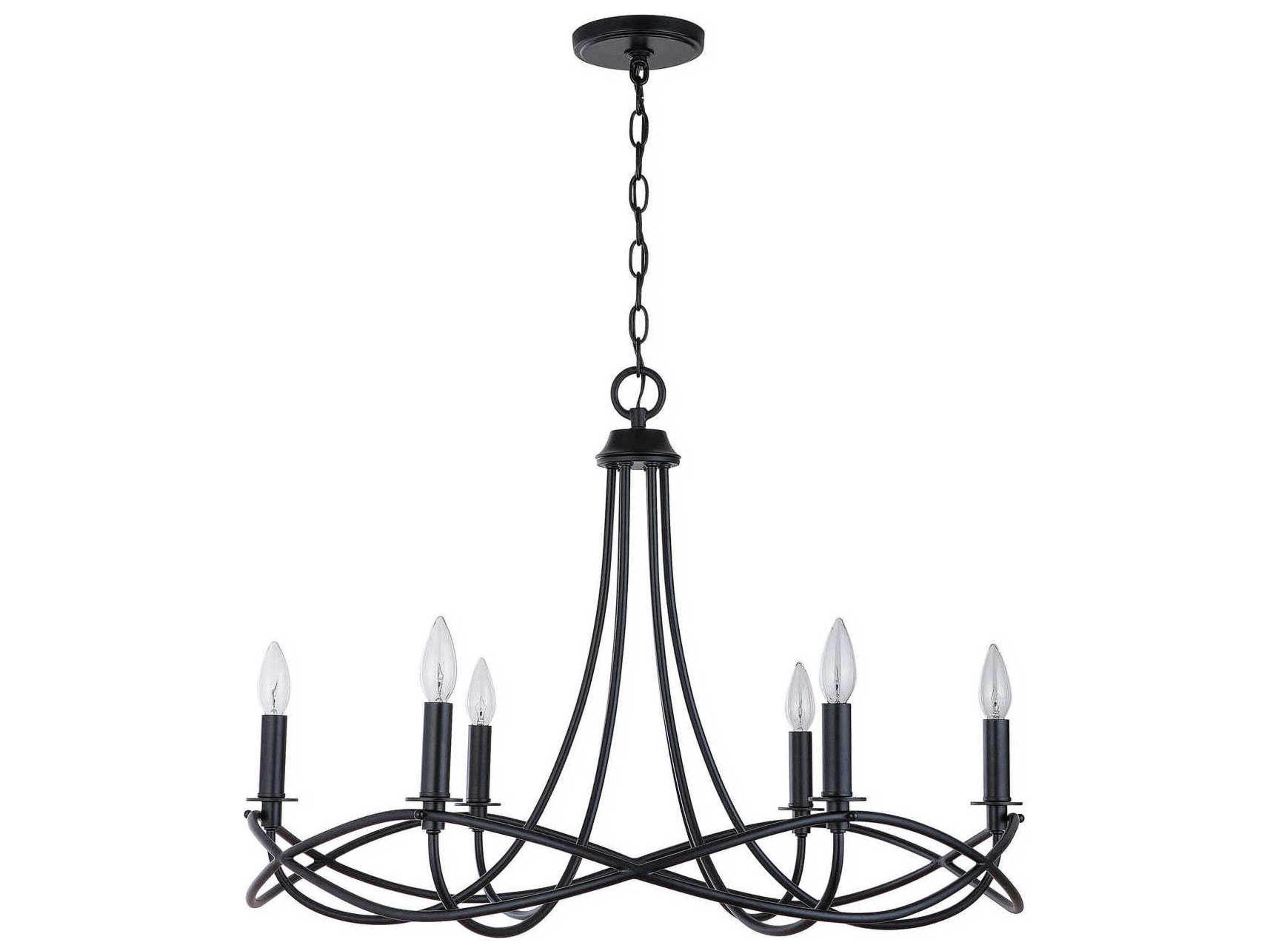 Sonnet 6-Light Matte Black Candelabra Chandelier