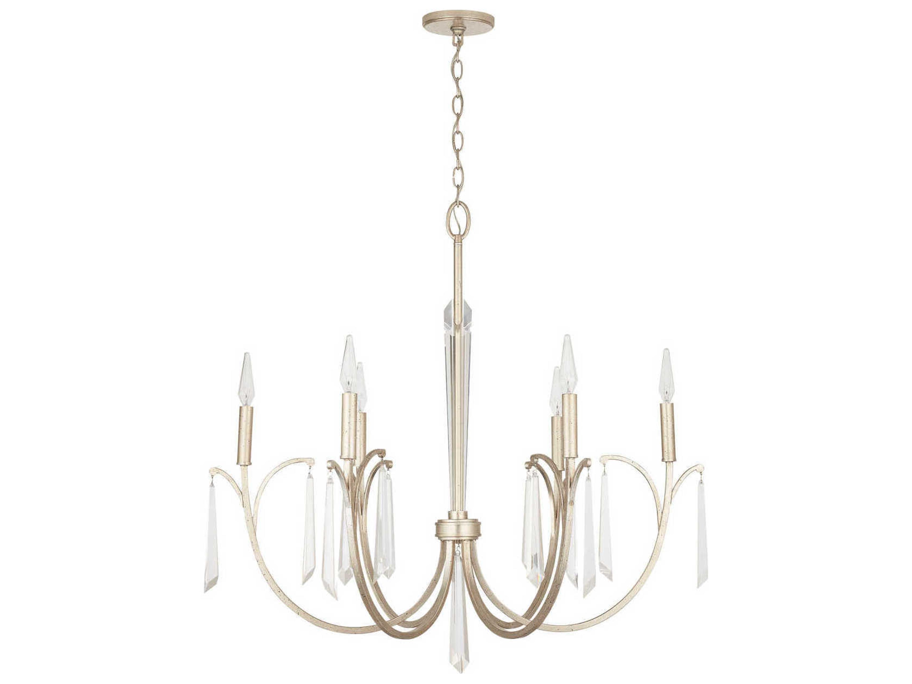 Gwyneth 6-Light Winter Gold Crystal Candelabra Chandelier