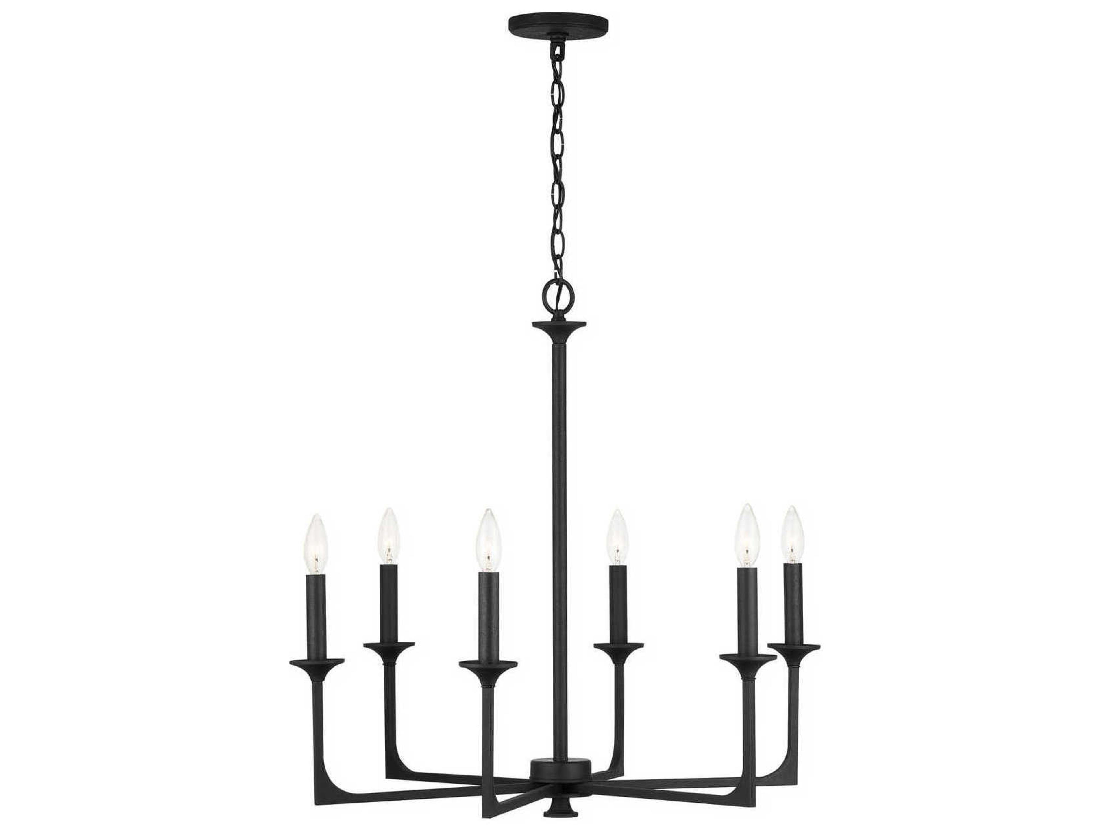 Capital Lighting Clint 6-Light Black Iron Candelabra Chandelier