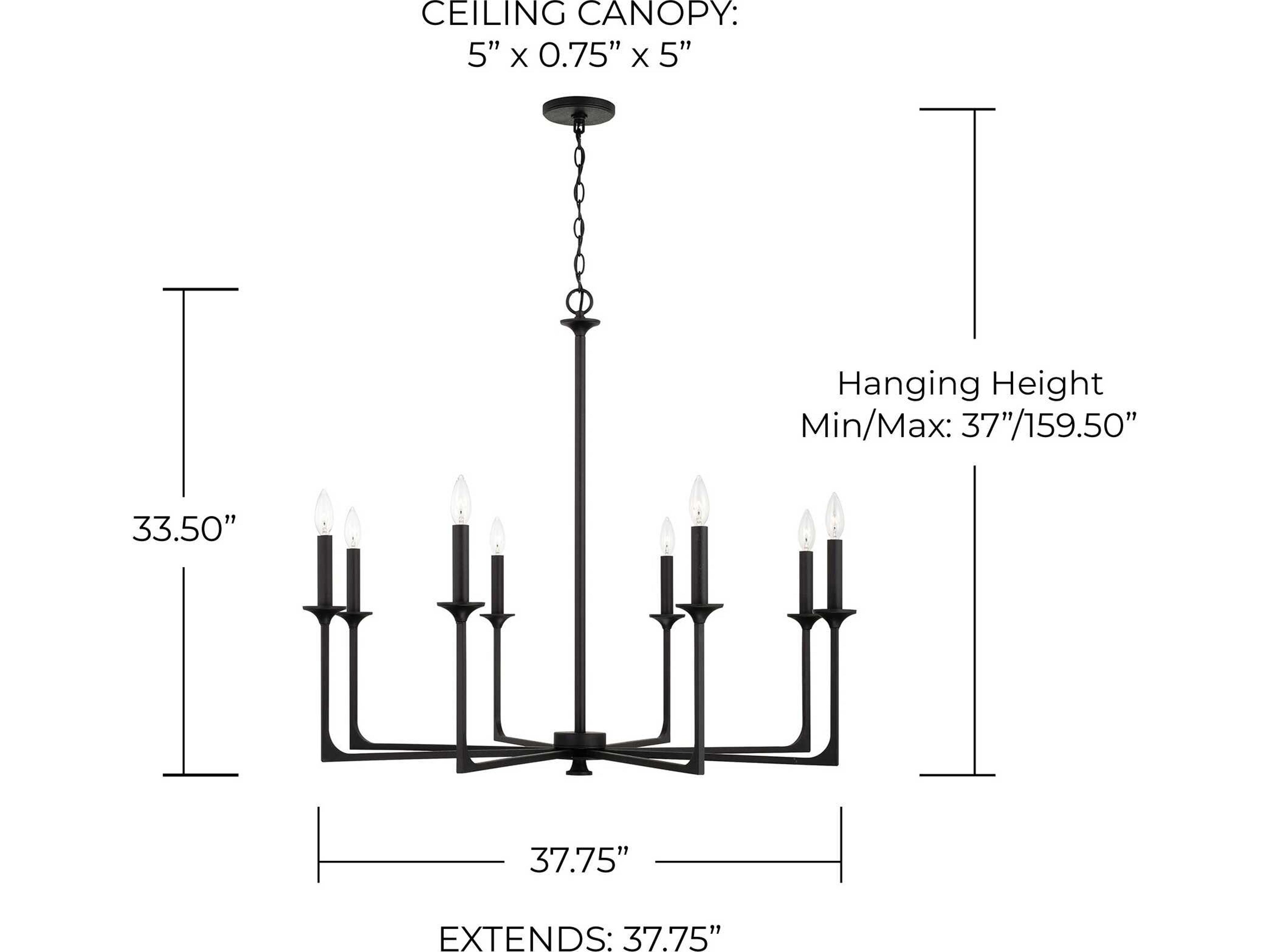 Capital Lighting Clint 8-Light Black Iron Candelabra Chandelier