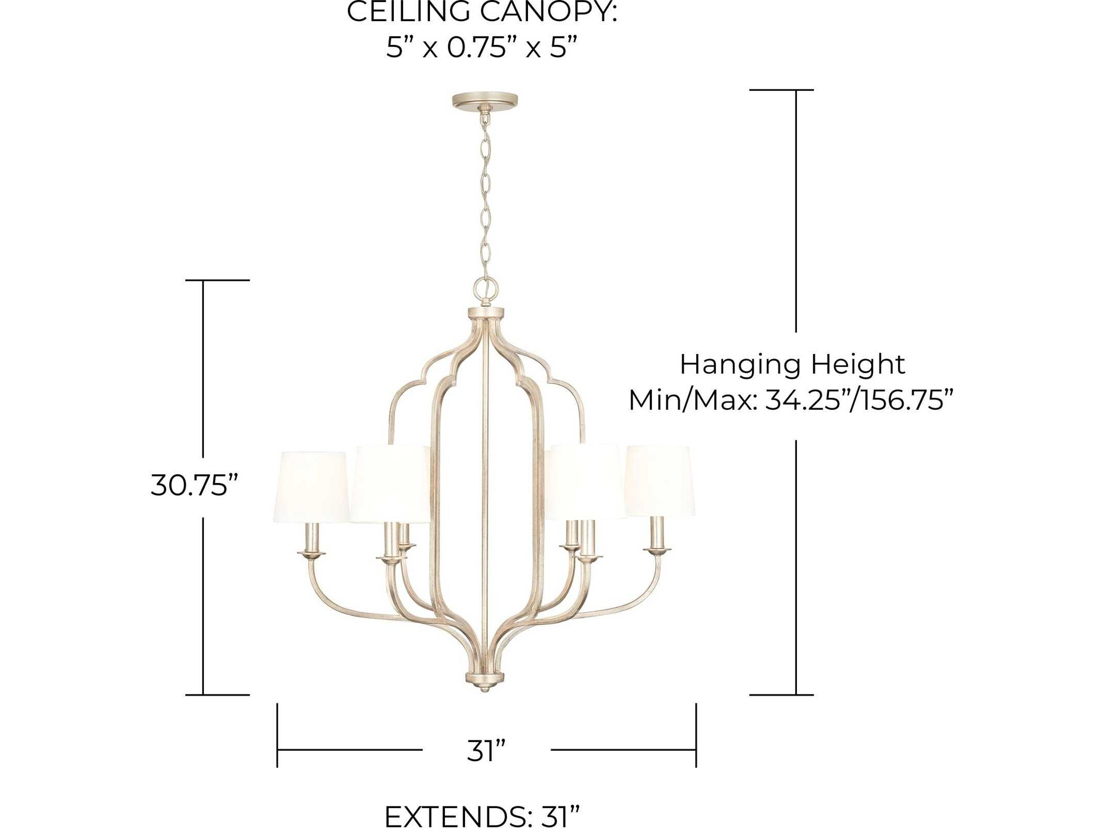 Capital Lighting Ophelia 6-Light Winter Gold Candelabra Chandelier