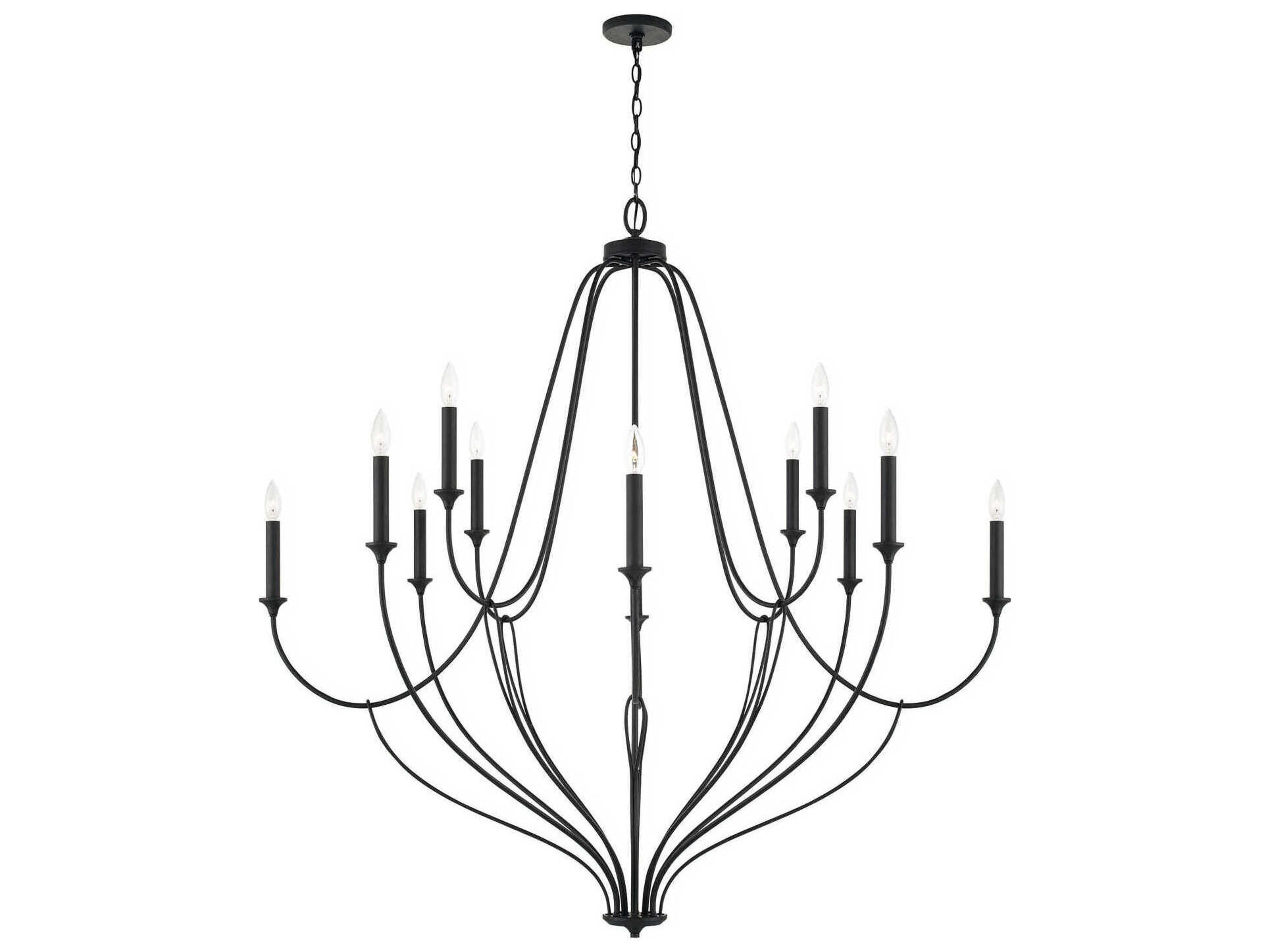 Bentley 12-Light Black Iron Candelabra Chandelier