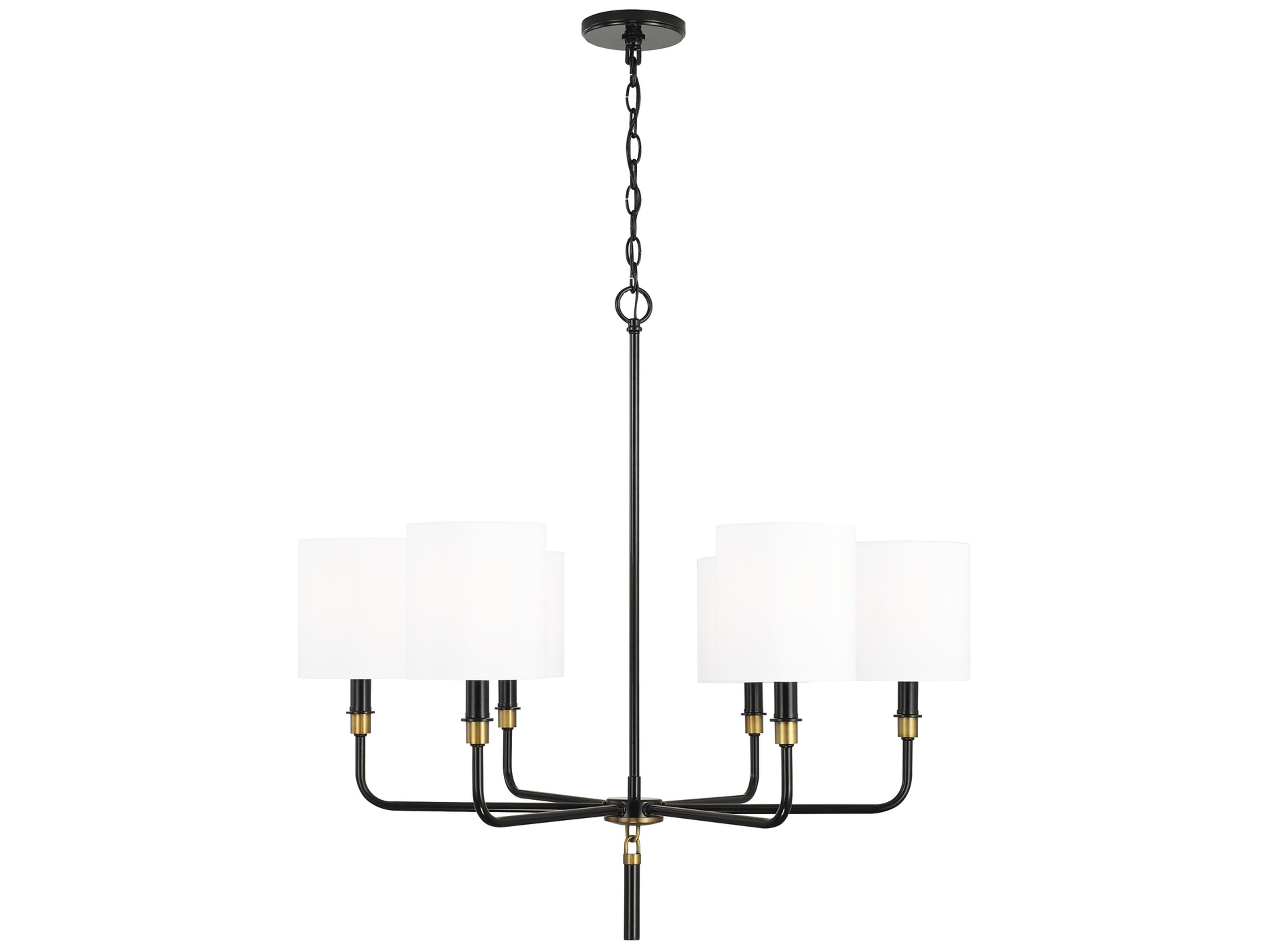 Beckham 6-Light Glossy Black Aged Brass Candelabra Cylinder Chandelier