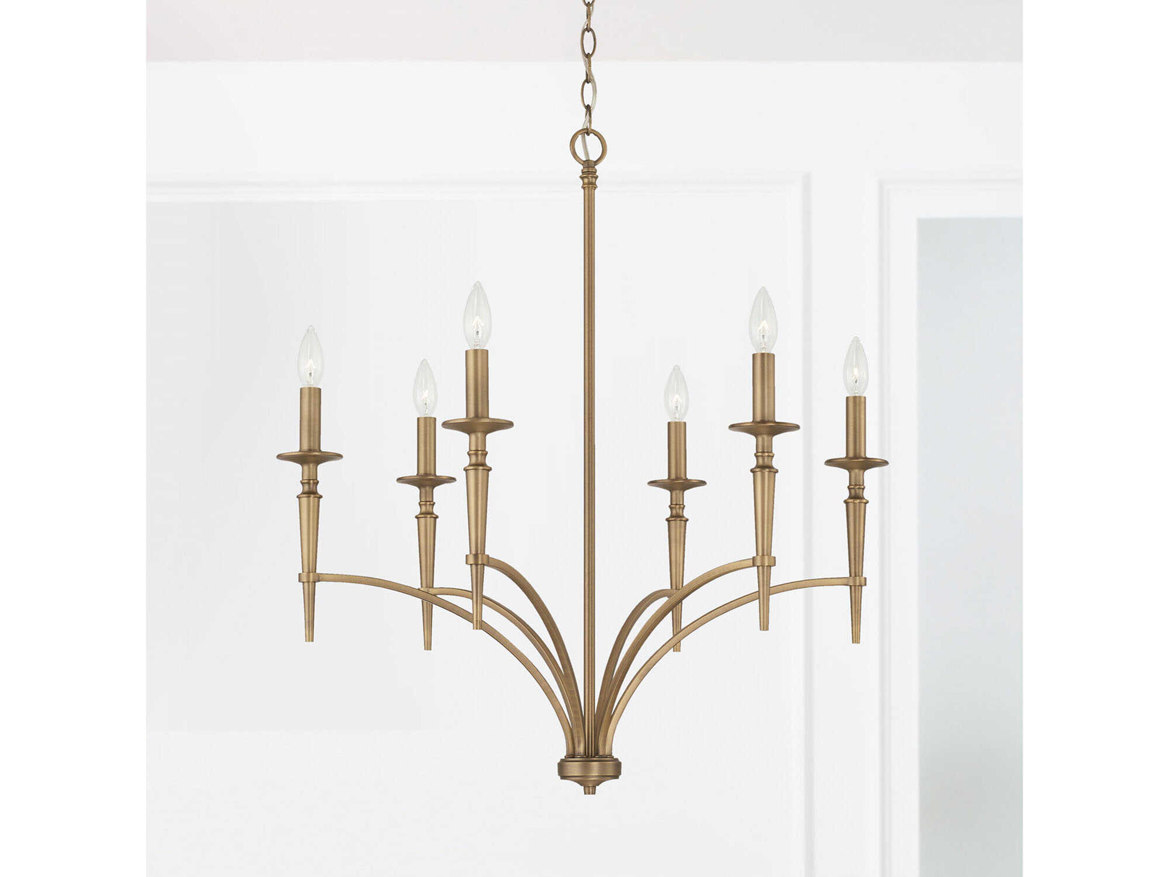 Capital Lighting Abbie 6-Light Aged Brass Candelabra Cylinder Chandelier