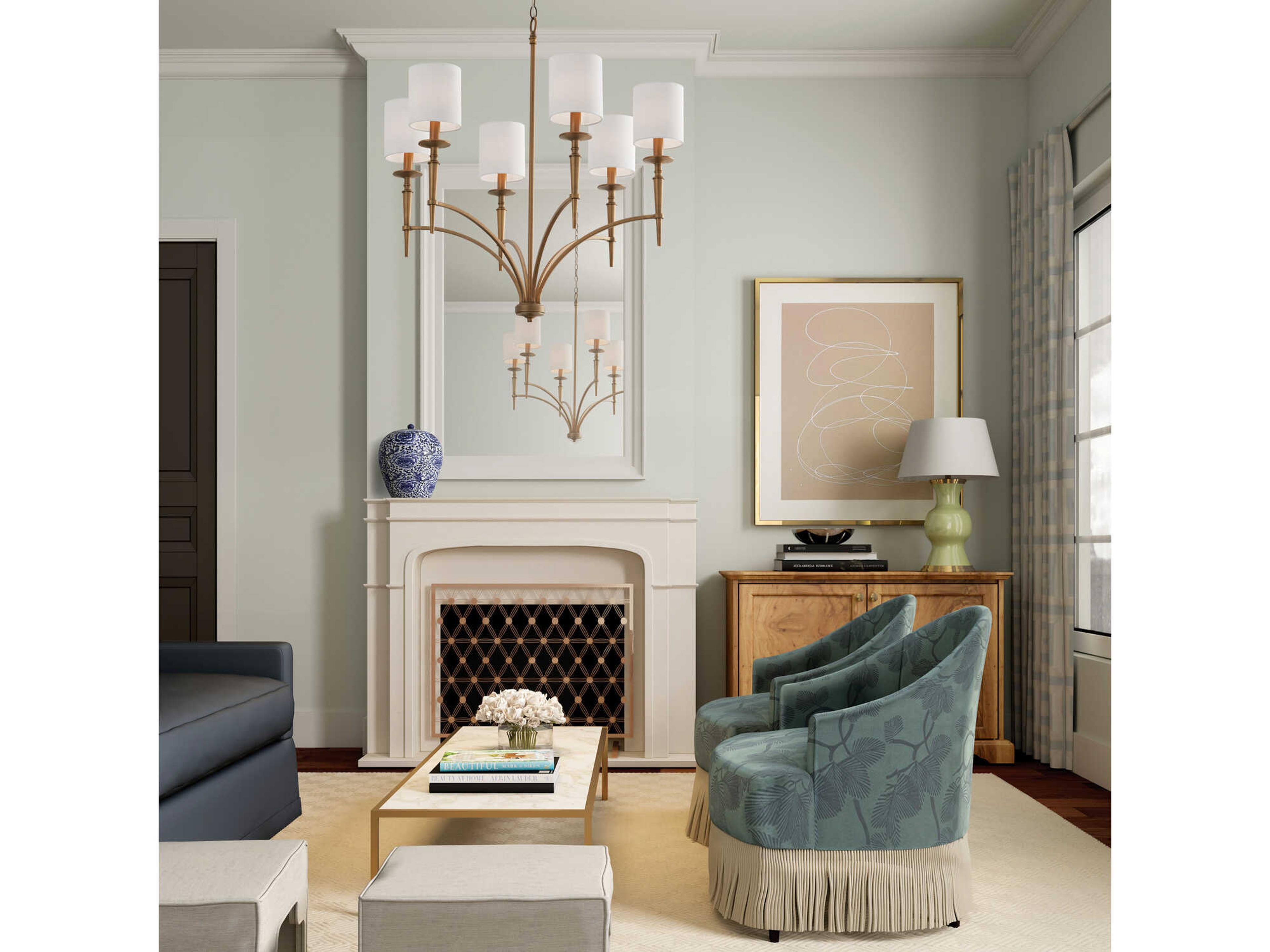 Capital Lighting Abbie 6-Light Aged Brass Candelabra Cylinder Chandelier