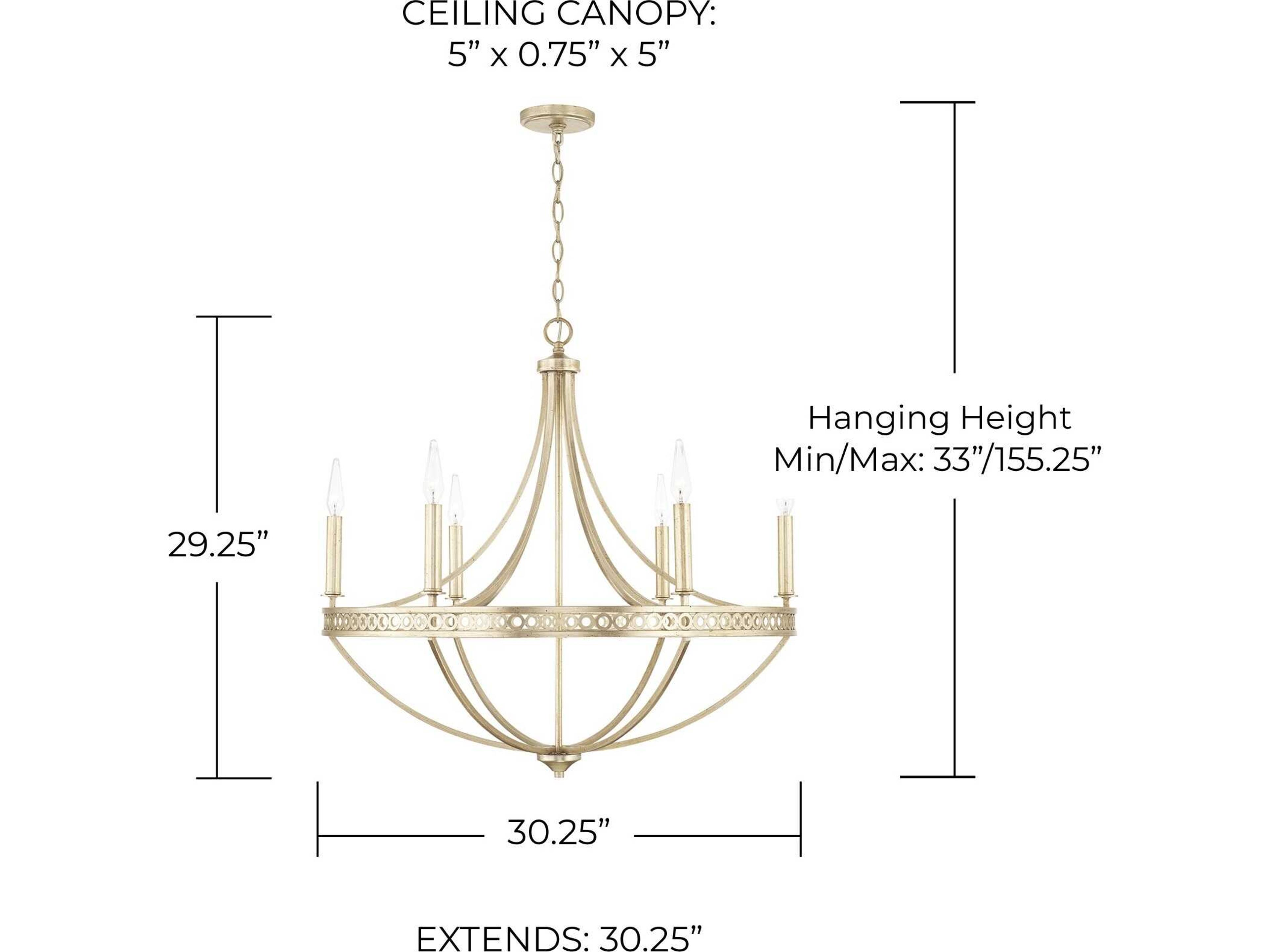 Capital Lighting Isabella 6-Light Winter Gold Candelabra Chandelier