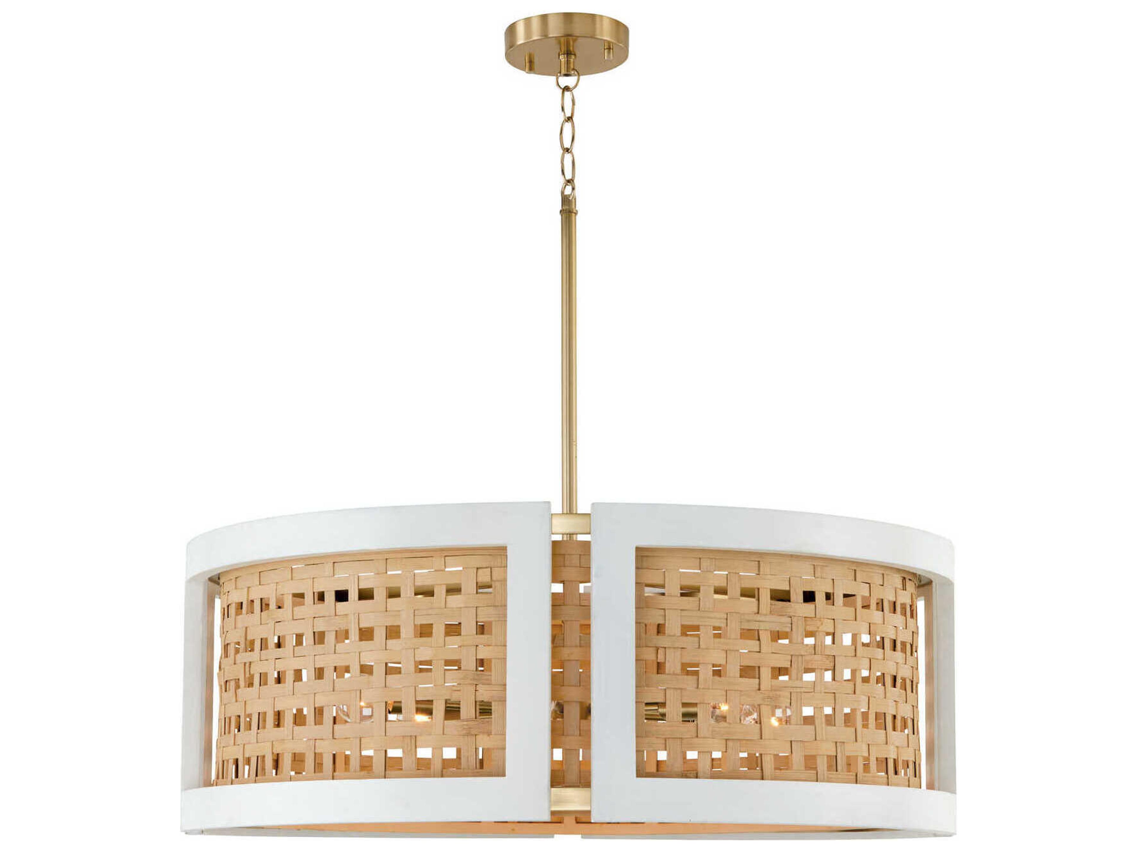 Capital Lighting Lola 6-Light Flat White And Matte Brass Drum Chandelier