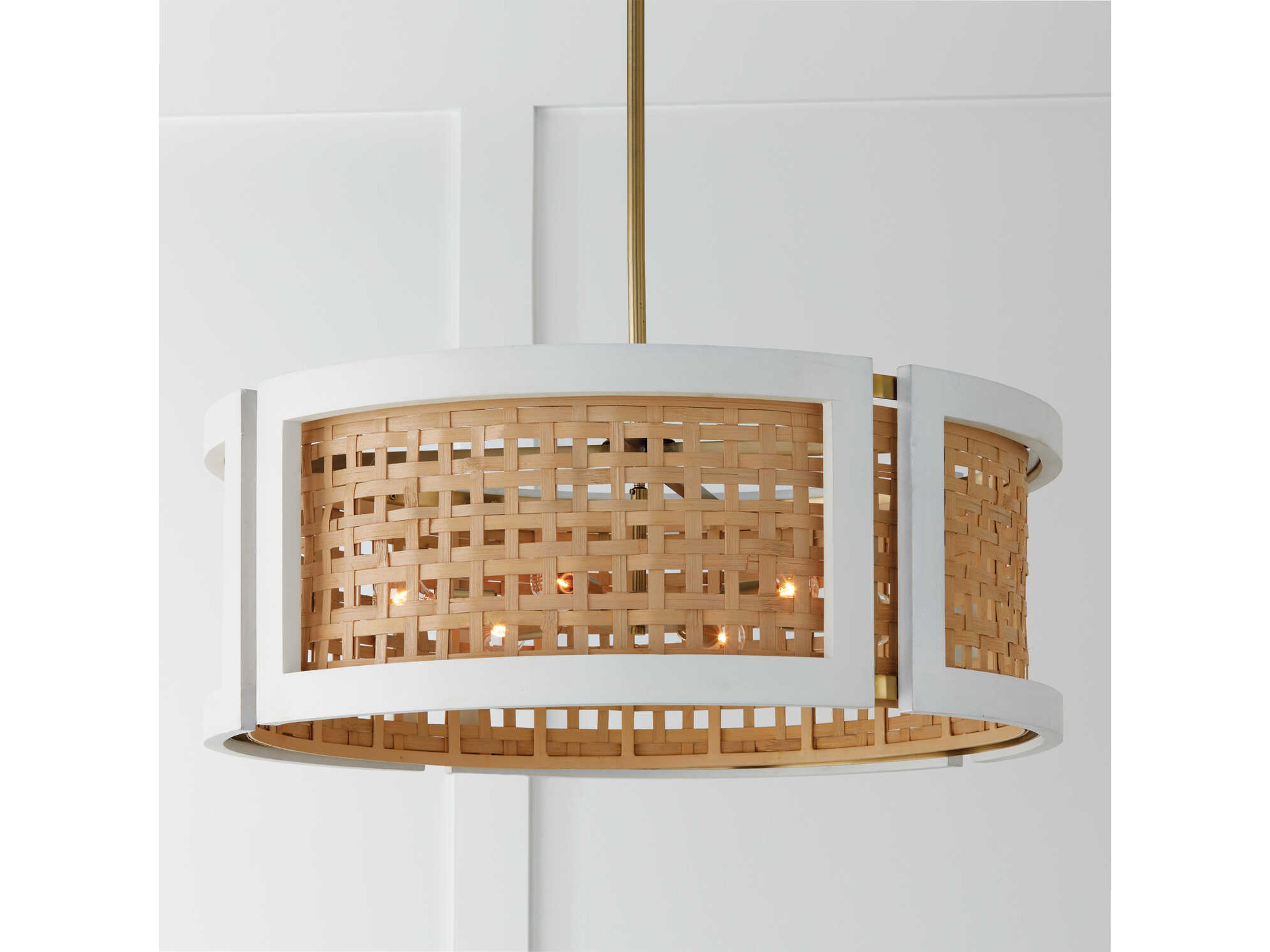 Capital Lighting Lola 6-Light Flat White And Matte Brass Drum Chandelier