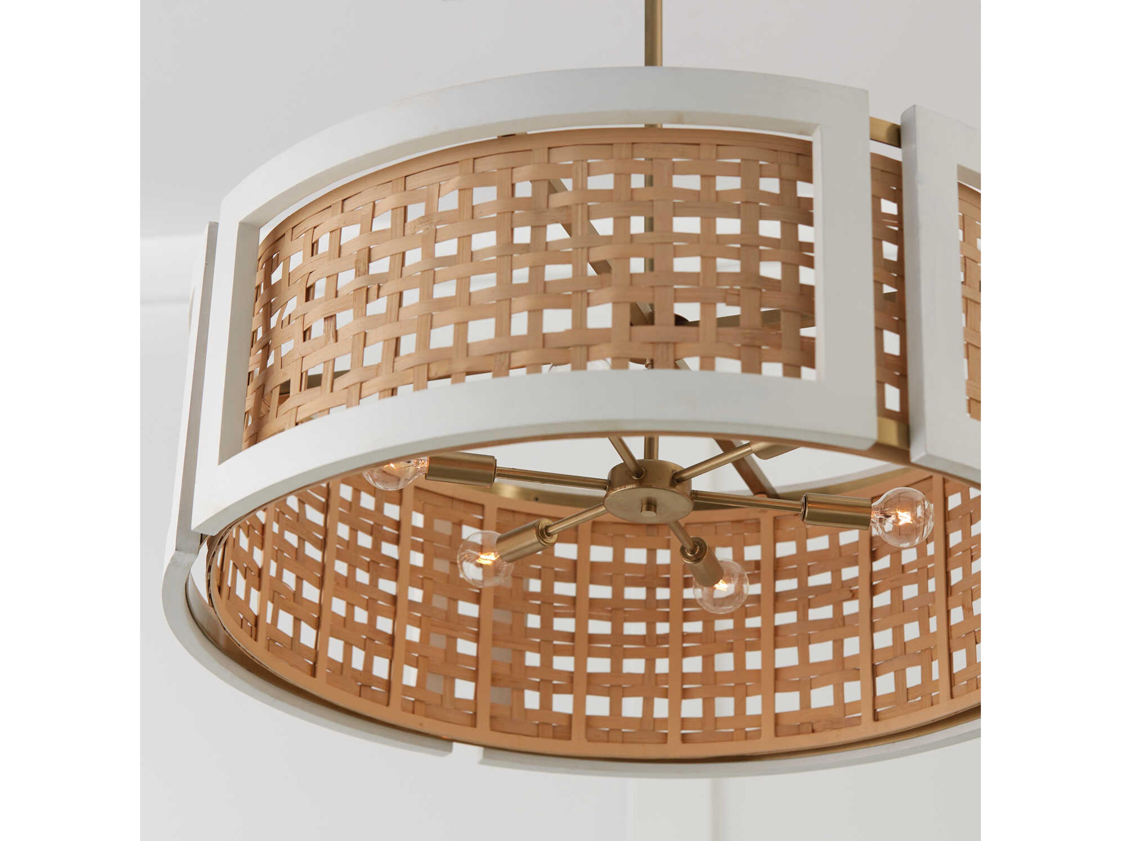 Capital Lighting Lola 6-Light Flat White And Matte Brass Drum Chandelier