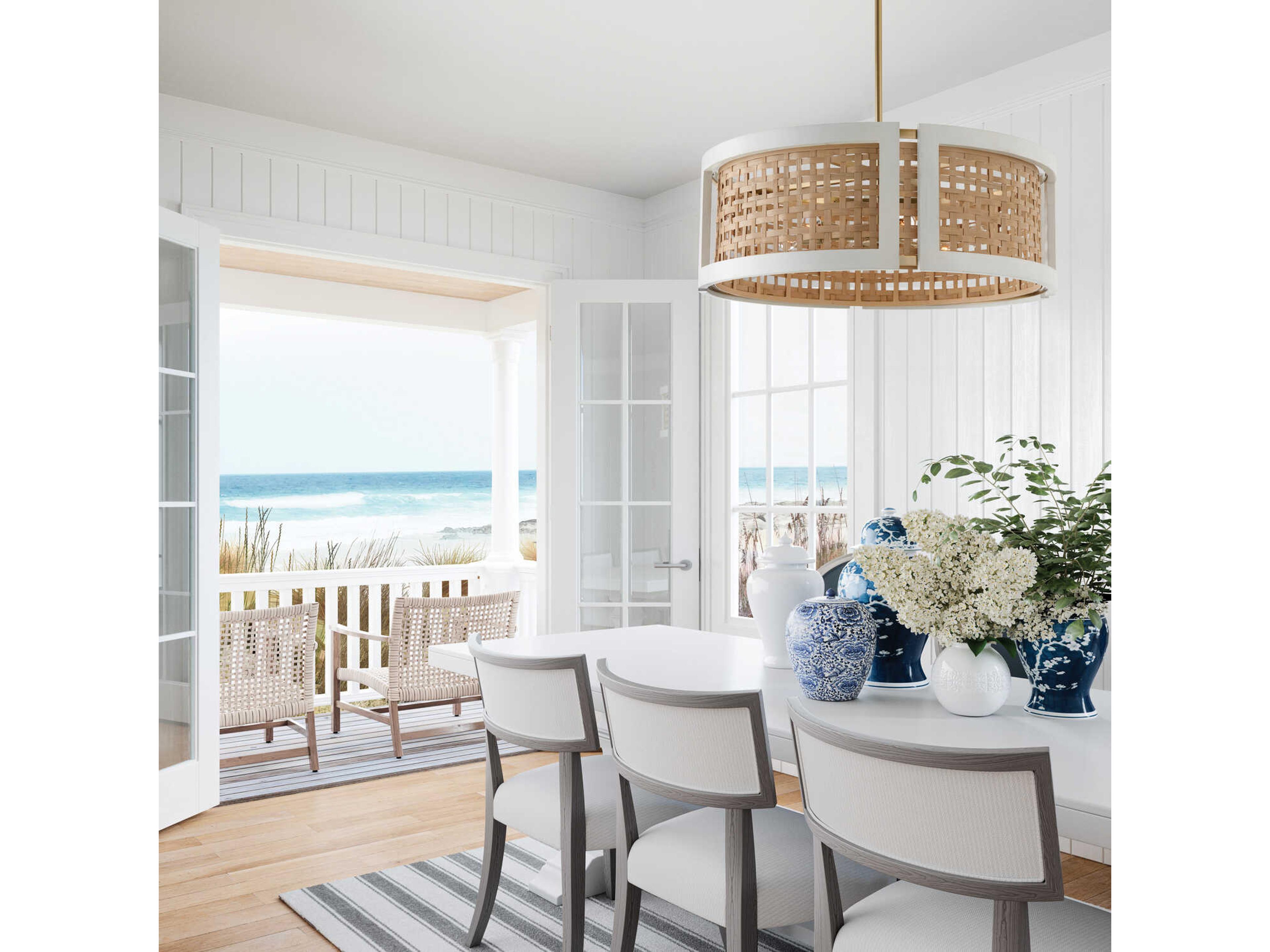 Capital Lighting Lola 6-Light Flat White And Matte Brass Drum Chandelier