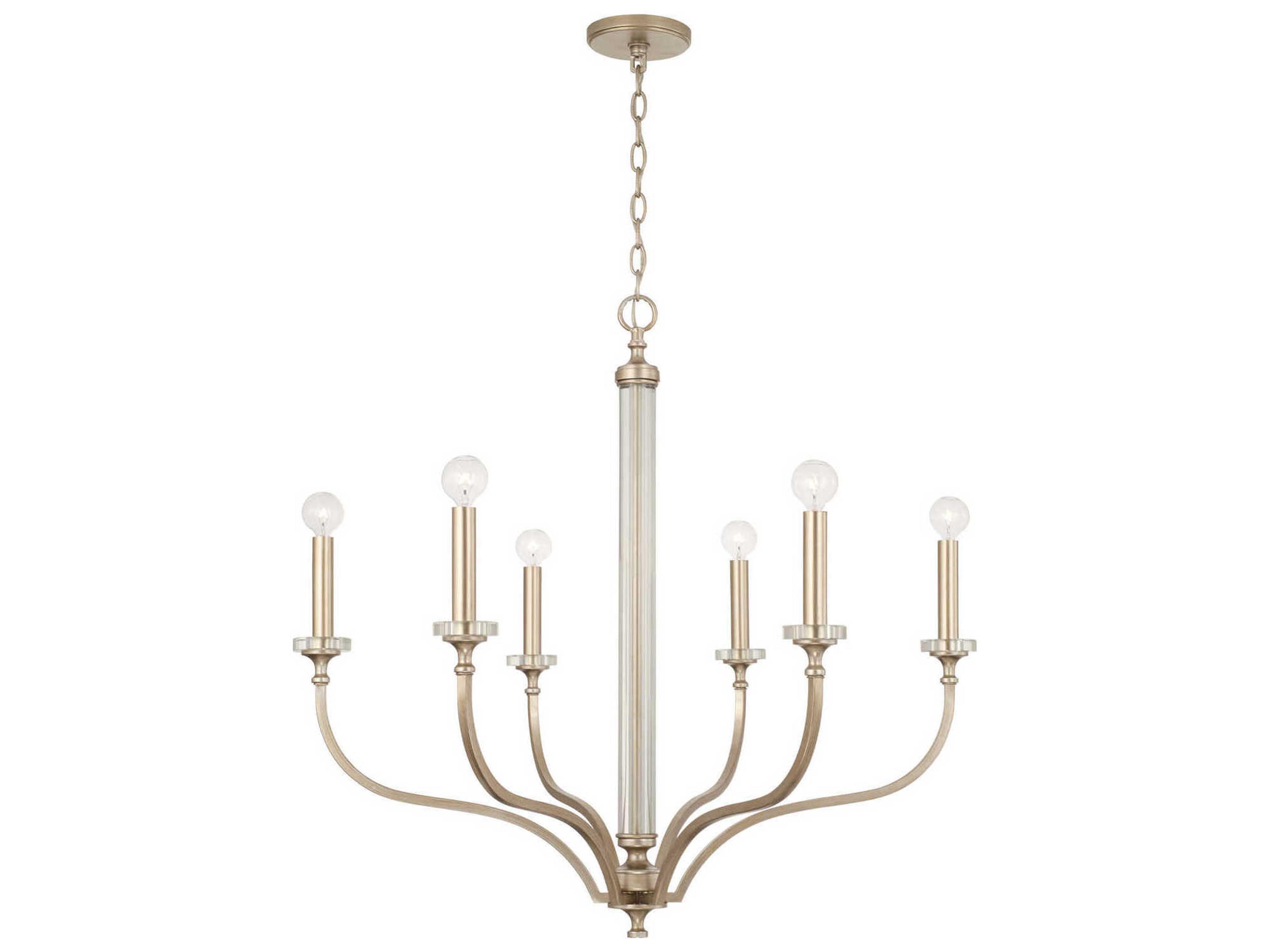 Breigh 6-Light Brushed Champagne Brass Candelabra Chandelier
