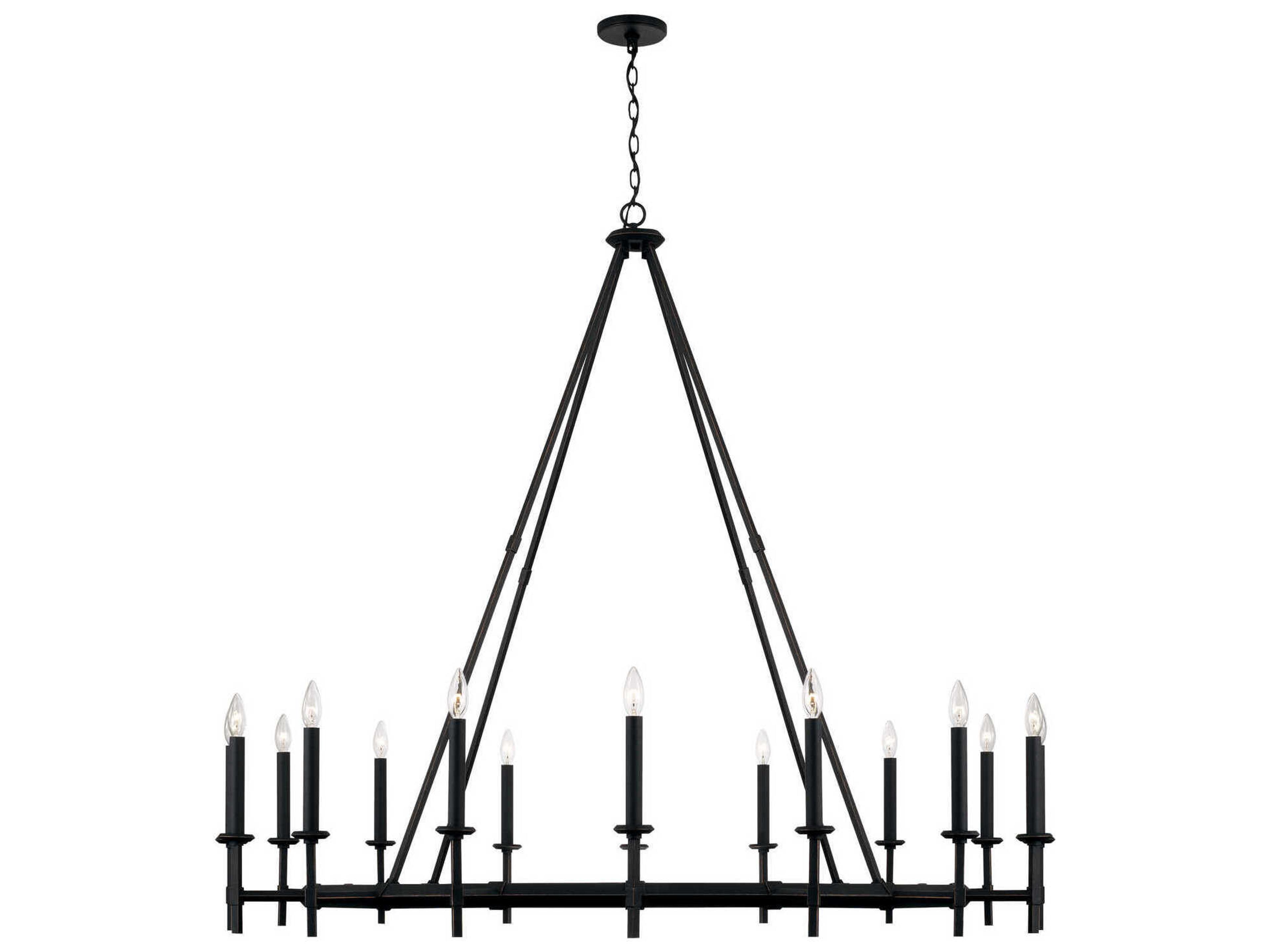 Ogden 16-Light6-Light Brushed Black Iron Candelabra Round Chandelier
