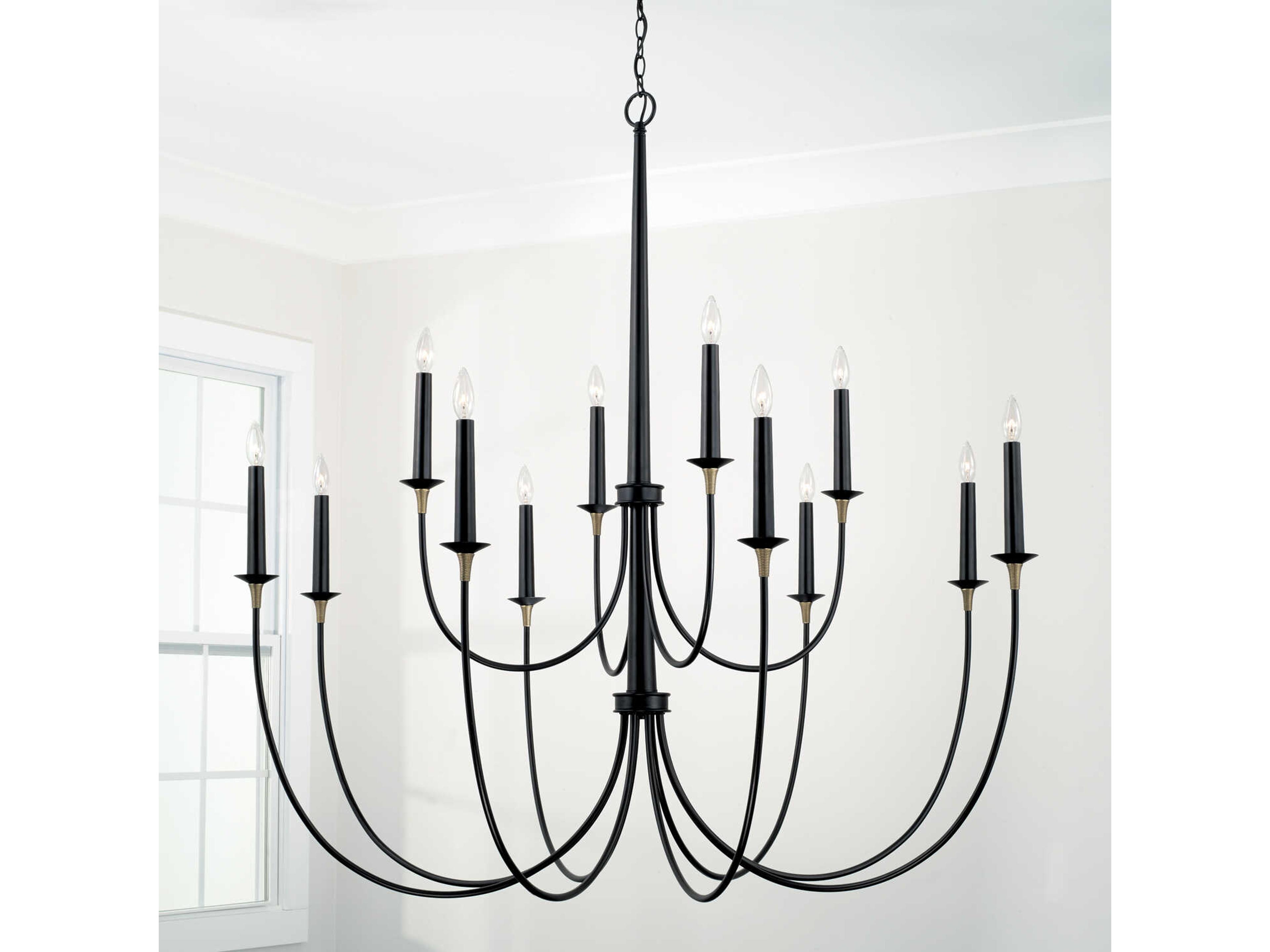 Capital Lighting Amara 12-Light Matte Black With Brass Candelabra Tiered Chandelier